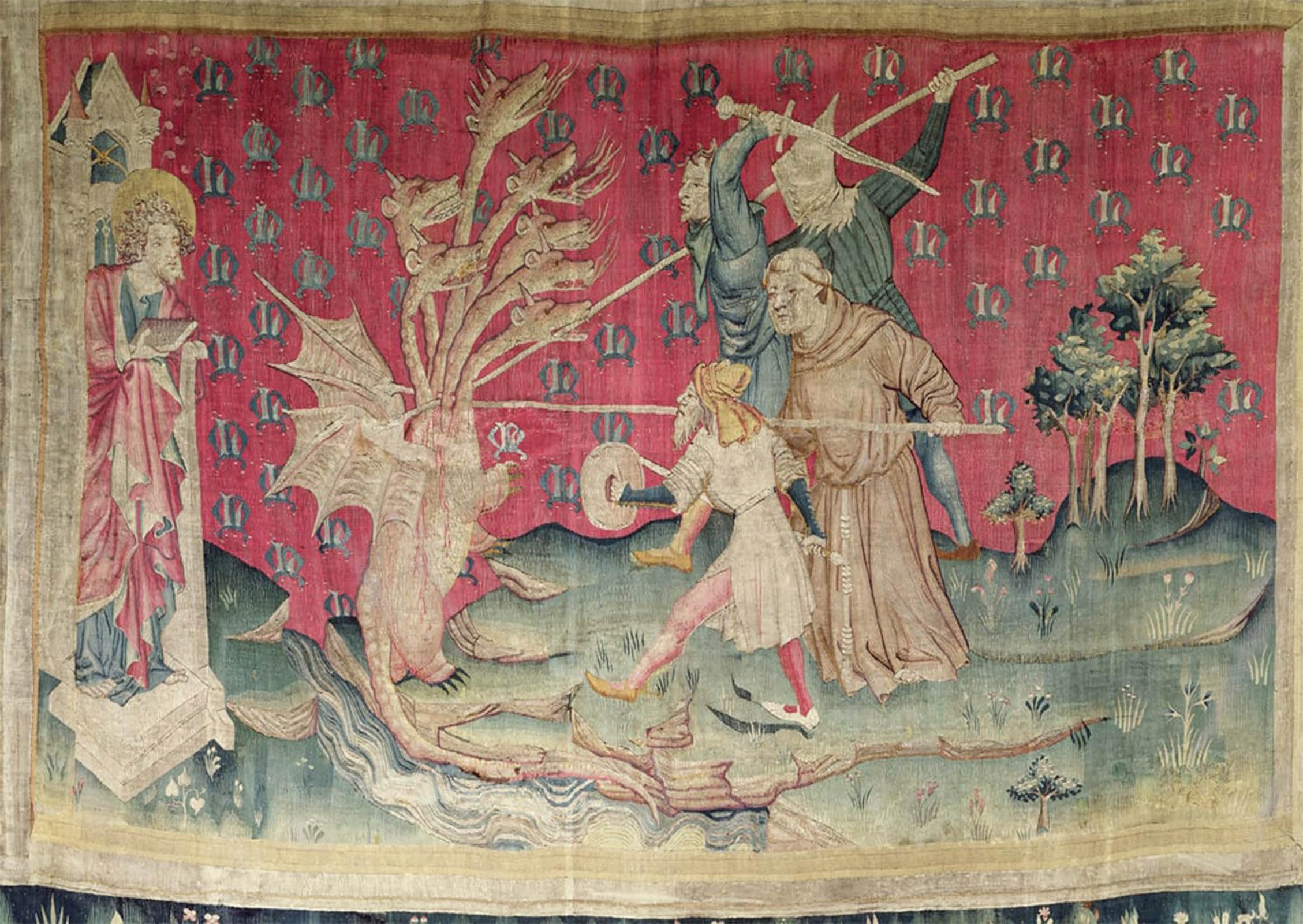 POSTERIIk Famous Animal Posters Vintage Picture the Dragon Fighting with the Servants of God No. From the Apocalypse of Angers by Nicolas Bataille Modern Wall Decor for Home Decor 60x90cm