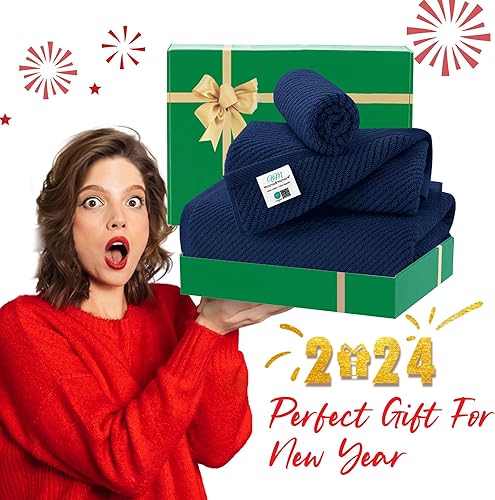 Vista 236 de VOOVA & MOVAS Toallas verdes para baño, 100% algodón, de secado rápido, ligeras, gruesas, suaves, juego de toallas de 6 piezas, 2 baños grandes