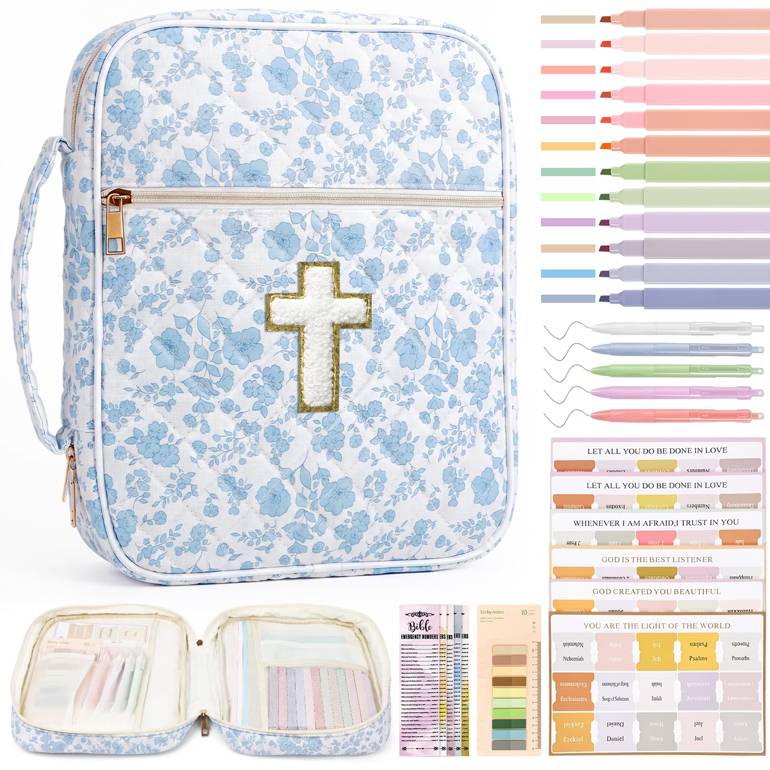 Bible Cover Case for Women Bible Bag w/Handles Bible Study Supplies