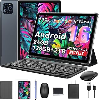 【Android16 タブレット 11インチ 新登場】TABWEE T90 タブレット アンドロイド16、24GB+128GB+2TB拡張、1920*1200 FHD大画面、 WidevineL1 Netflix対応 顔認識 、8コアCPU tablet、8000mAh+Type-C充電 、OTG+GMS認証+無線投影、キーボード+マウス+タッチペン+ケース付き 仕事・学習・動画視聴に最適