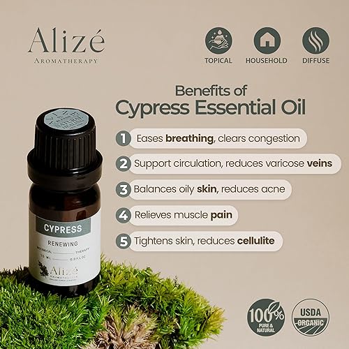 Miniatura 2 de Aceite esencial de ciprés orgánico certificado por USDA, grado terapéutico, 100% natural y puro, aceite de ciprés para la piel, depilación, para