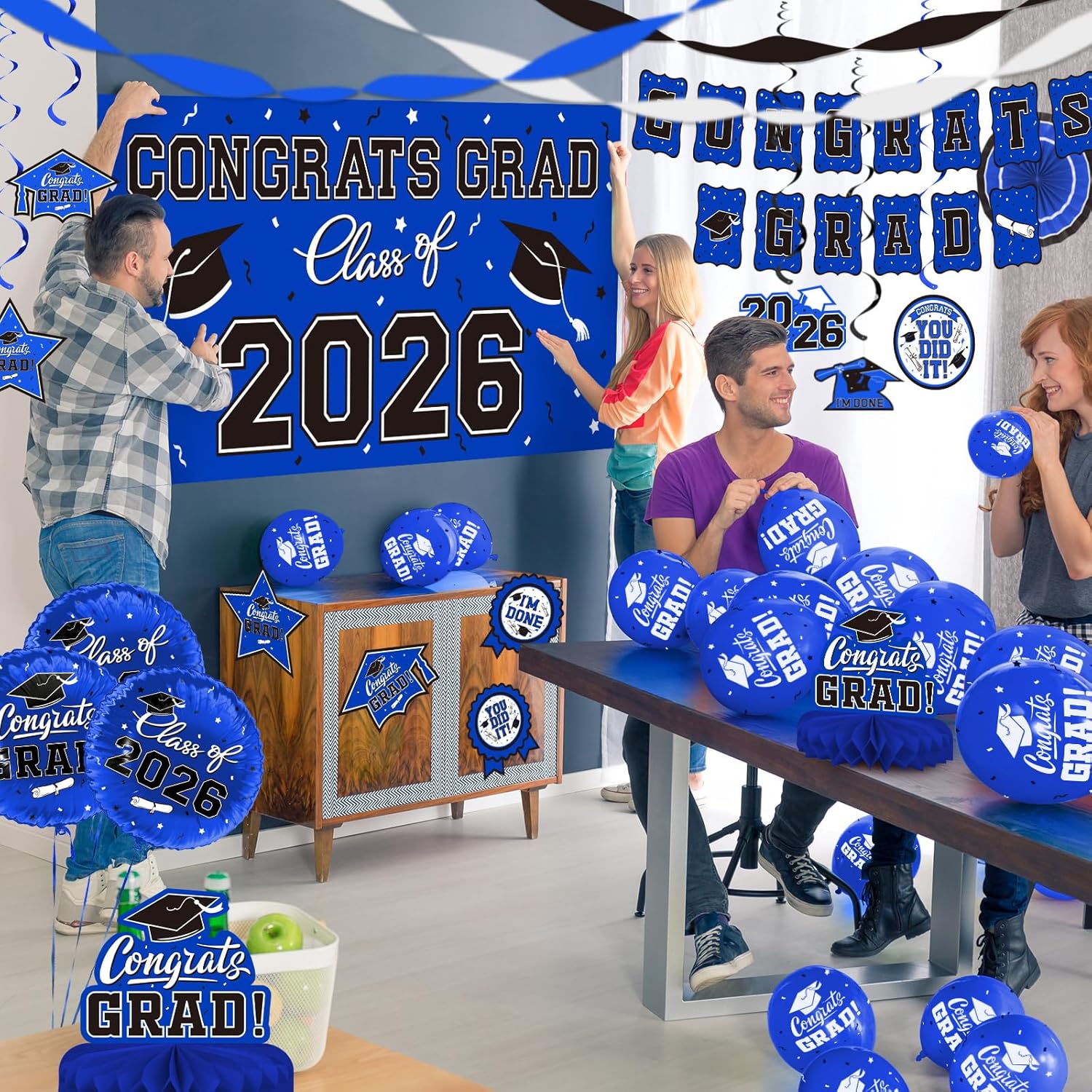 Graduation Decorations 2026 Set - Congrats Grad Banner, Class of 2026 Backdrop, Balloons & Streamers Kit - Complete Party Supplies for High School & College Celebrations - Image 4