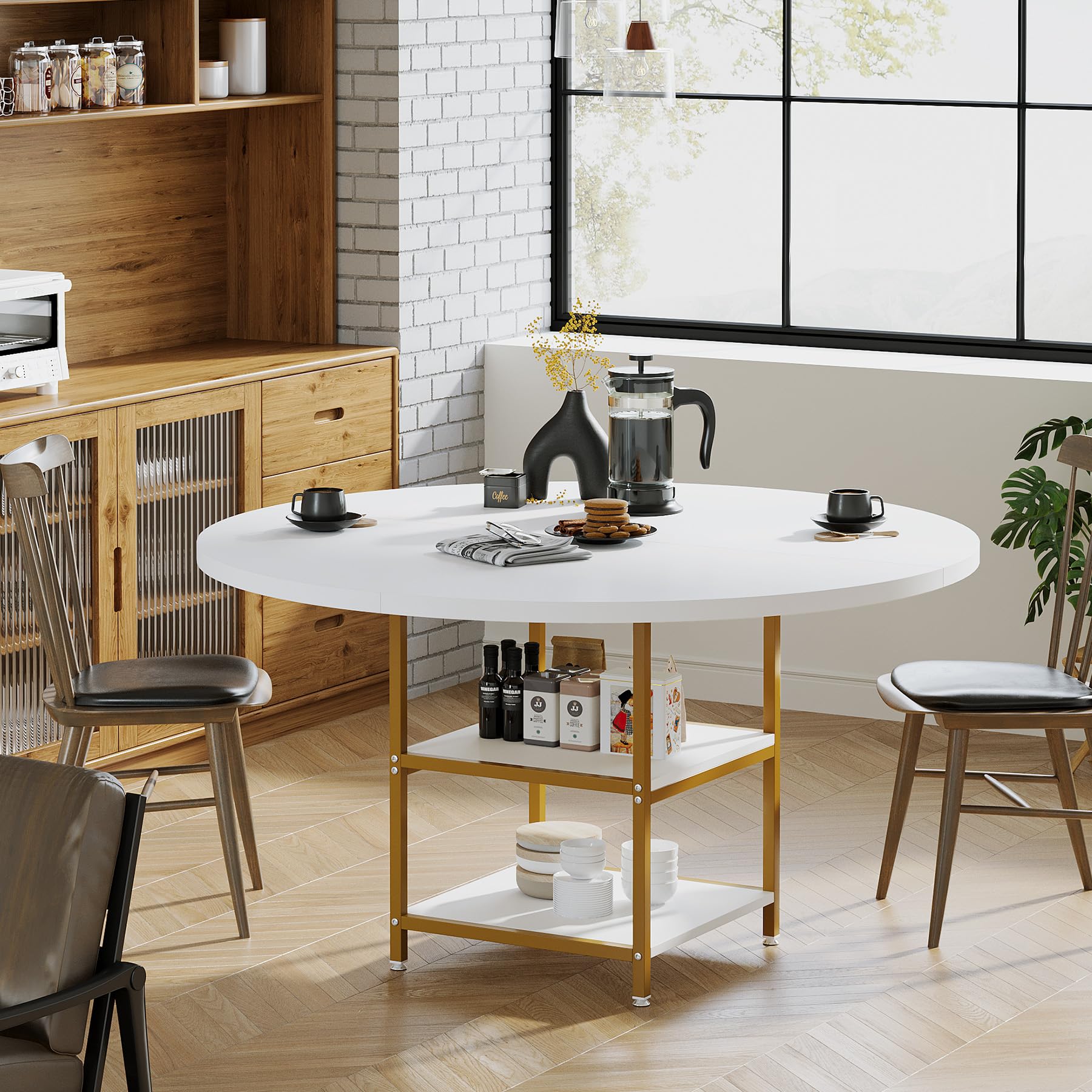 Tribesigns ダイニングテーブル 丸 単品 4~5人用 ホワイト Amazon｜Tribesigns ダイニングテーブル 丸 単品 4~5人用