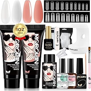Morovan Poly Gel Nail Kit: Poly Nail Gel Kit with U V Lamp 2 Colors Poly Gel Kit DIY Extension Gel Kit Poly Nail Gel Kit Starter Kit with Everything