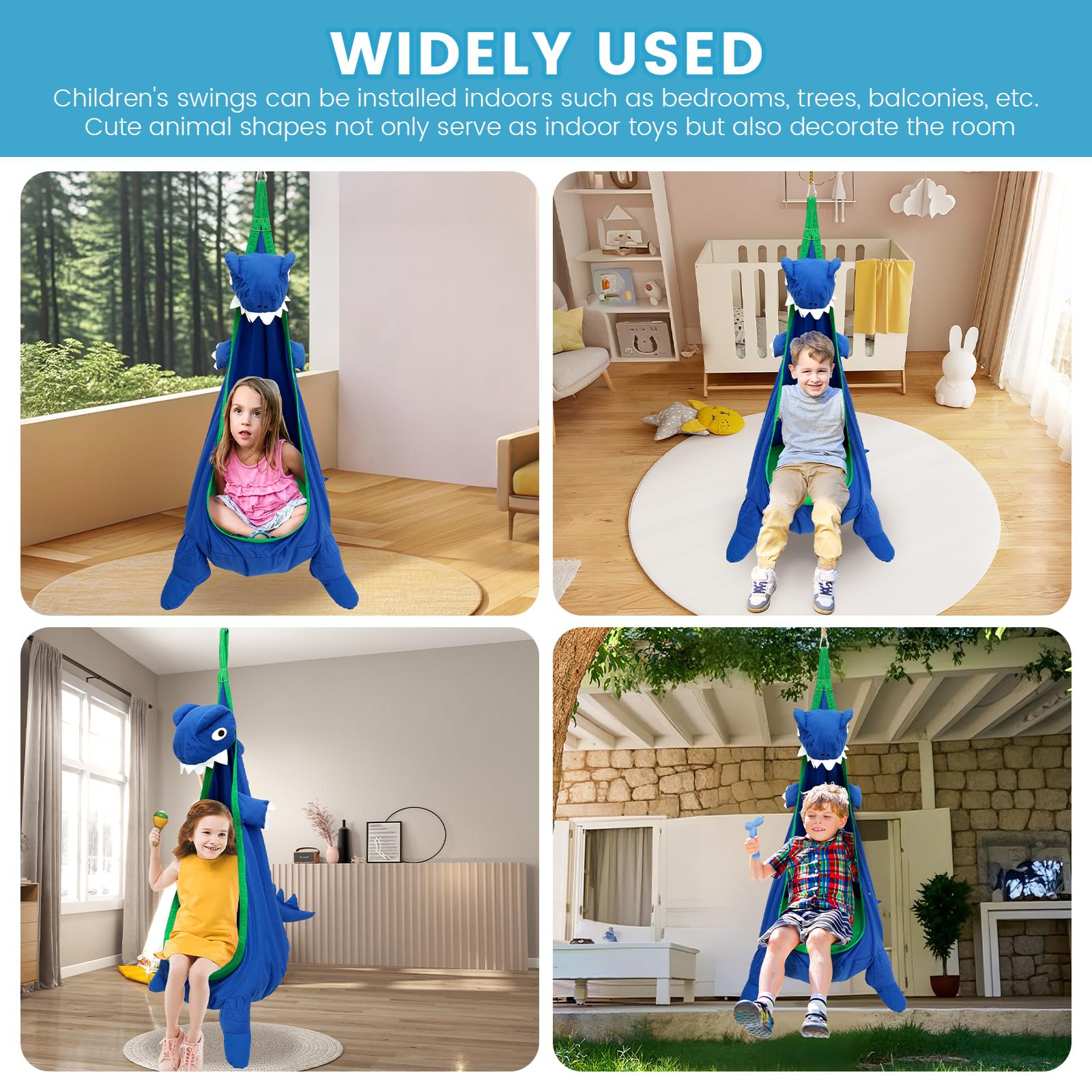Niche Suspendue Gonflable Pour Enfants Avec Lumières LED | 16 Couleurs, 7 Modes | Coussin Inclus | Pour Intérieur Et Extérieur - 3