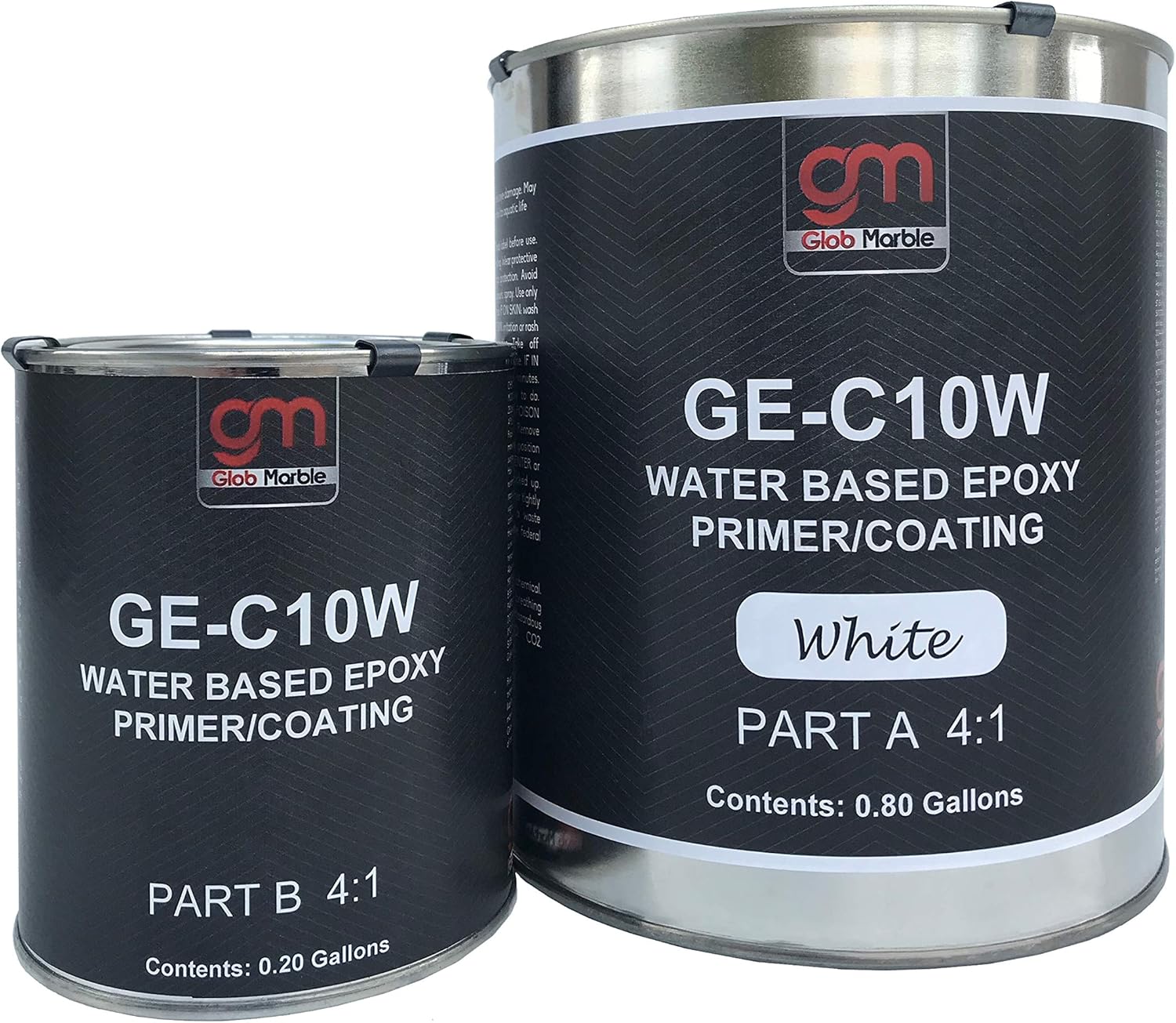 GlobMarble 1 Gal. Water Based Epoxy GE-C10W-Black. Pigmented Epoxy Resin Coating, For Garage Floors, Basements, Concrete and Plywood Black color