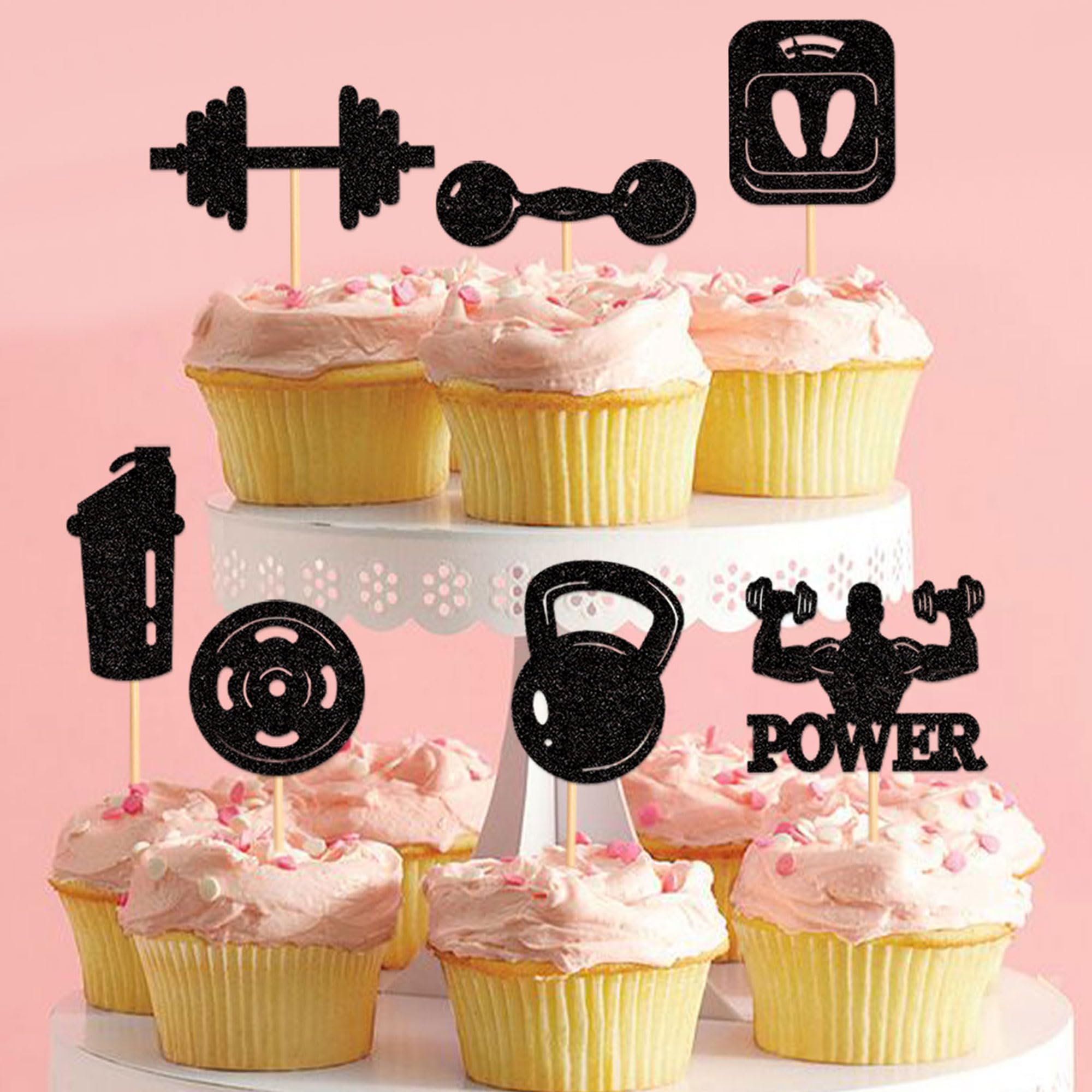 Blumomon 28 decorazioni per torte in cartone atossiche per cupcake, dolci, compleanni, baby shower, tema sci, tema sport