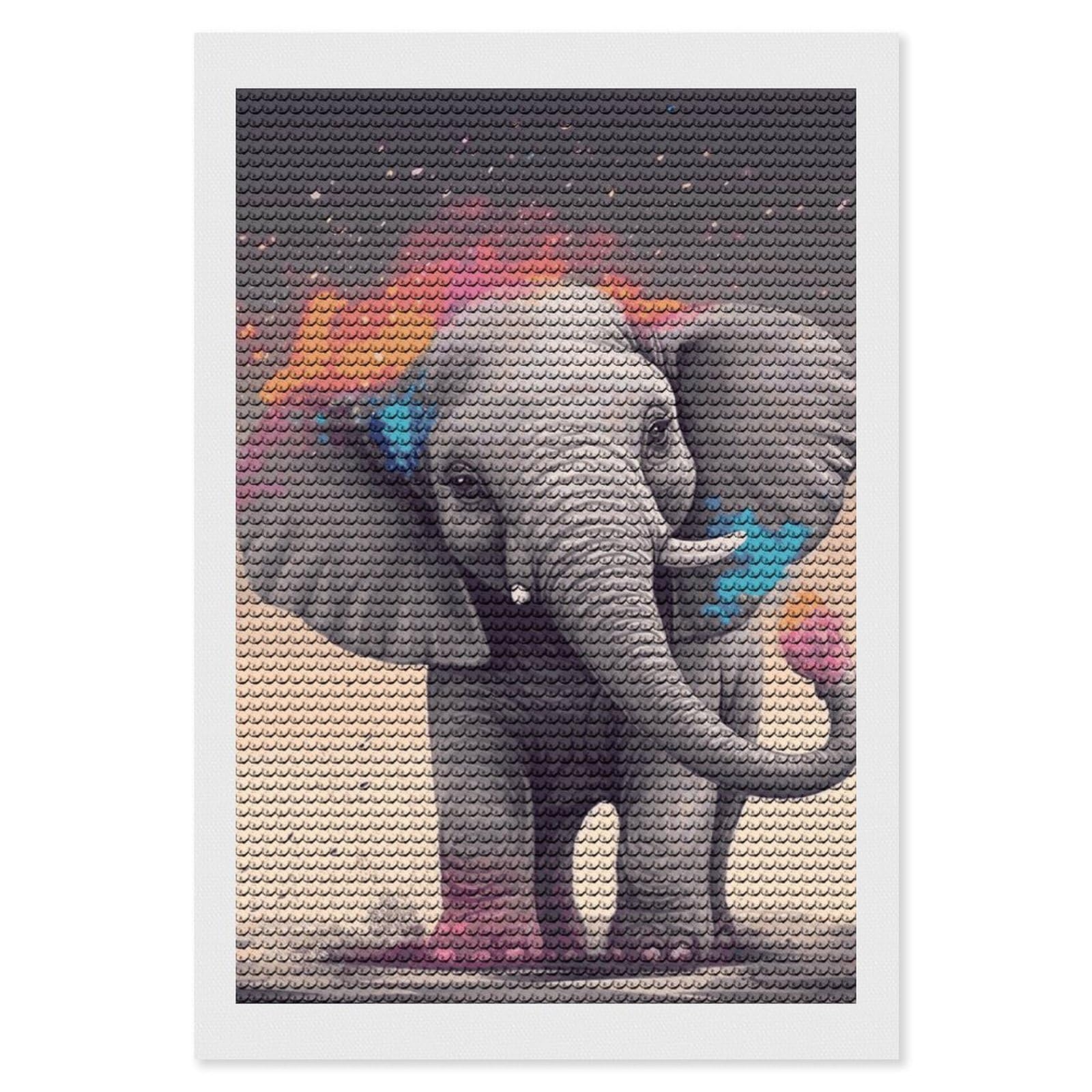 DWVTSLH Animal Cartoon Elephant Diamond Painting Kits for Adults, Personalized Diamond Photo Art Full Drill, DIY 5D Diamond Art Painting Kits for Beginners, Home Wall Decor 8"x12"