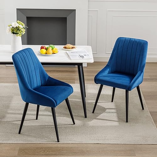 Duhome - Juego de 2 sillas de comedor, sillas de comedor, tapizadas sin brazos, silla de ocio, respaldo alto, moderna de terciopelo, silla auxiliar