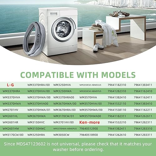 Miniatura 13 de 4986ER0004F Junta de arranque de puerta de arandela - Compatible con L-G, Ken-More Piezas de junta de puerta de lavadora de carga frontal con puerto