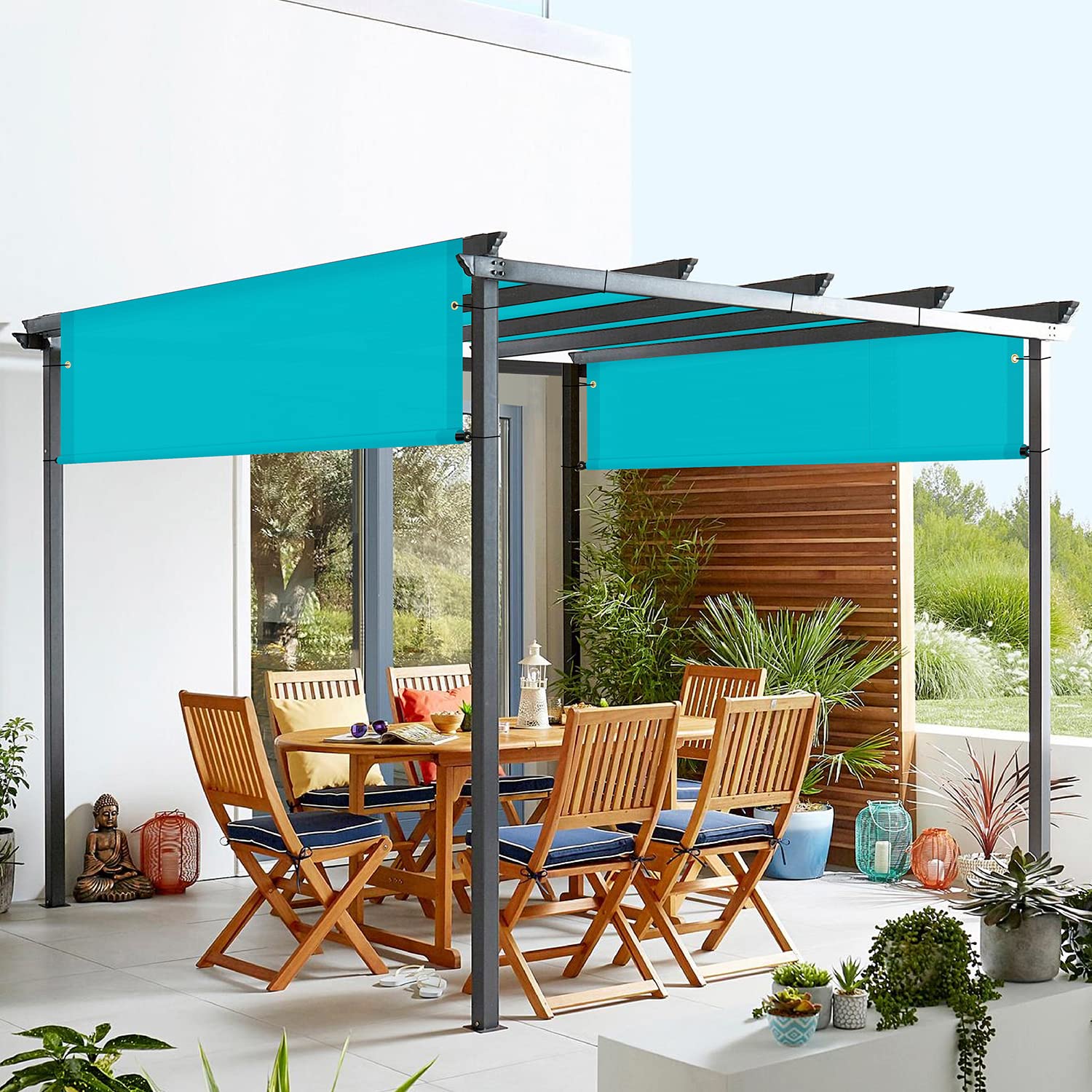 FLORALEAF 8'×12' Pergola Shade Cover Waterproof Universal Replacement Canopy for Outdoor Patio Porch Backyard Gazebo with Grommets Weighted Rods