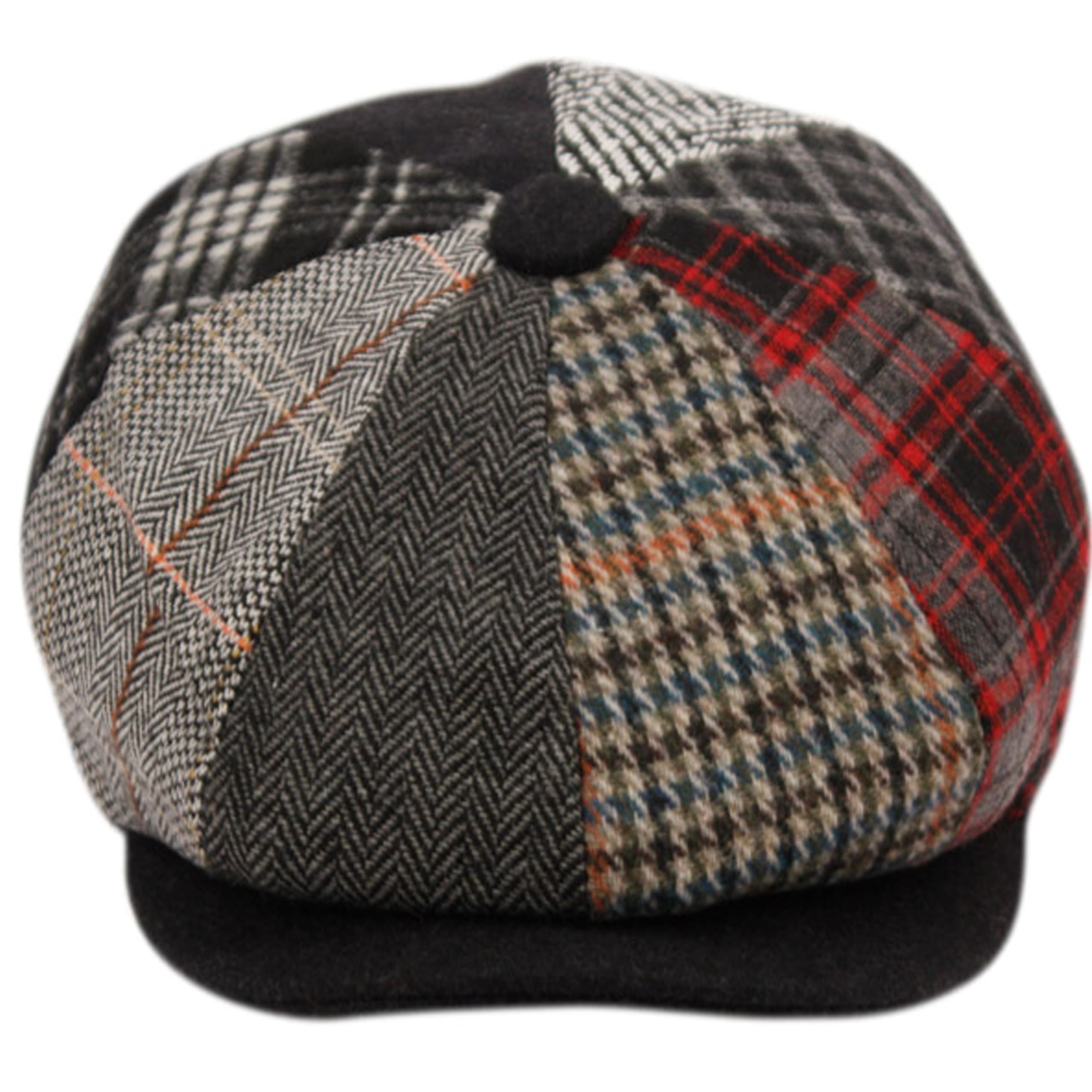 Men's Classic 8 Panel Wool Blend Newsboy Snap Brim Collection Hat