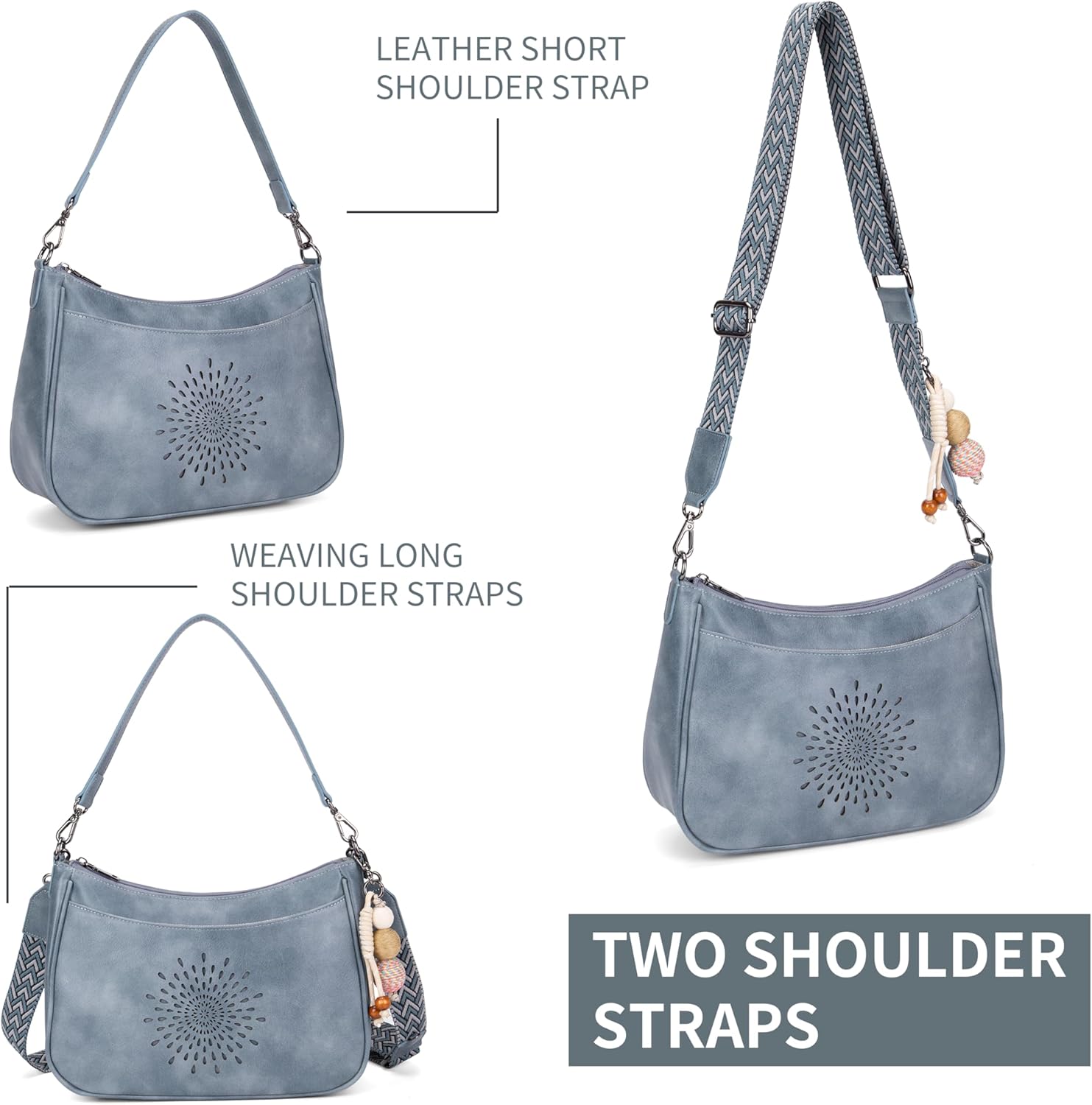 TAOSITUUE Leather Crossbody Purse for Women Shoulder Handbag medium size purses for women with Adjustable Strap - Image 6