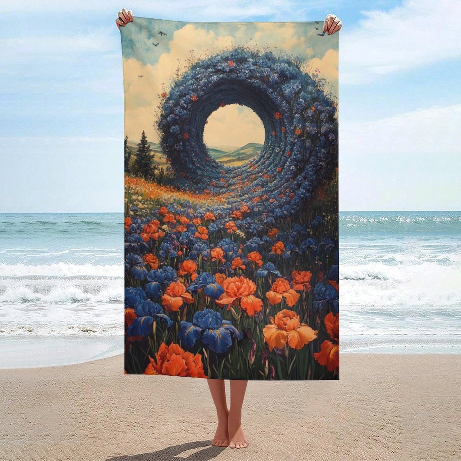 Serviette de plage sans sable Floral Tunnel fini l'humidité en natation et surf