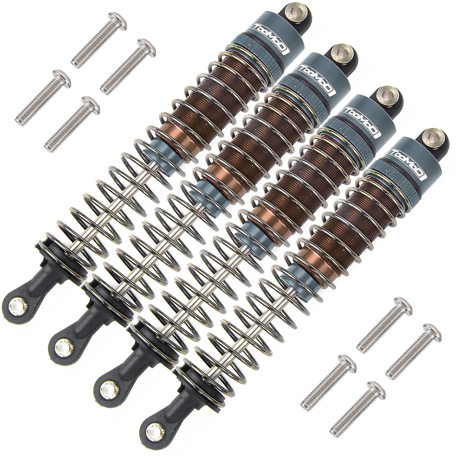 TOOMOD 1/10 90mm RC Oil filled Shock Absorbers kit for Tamiya Bullhead SuperClod Buster TRX4 Axial SCX10 D90 Crawler Car Truck Car Upgrades Replace Parts (Grey)