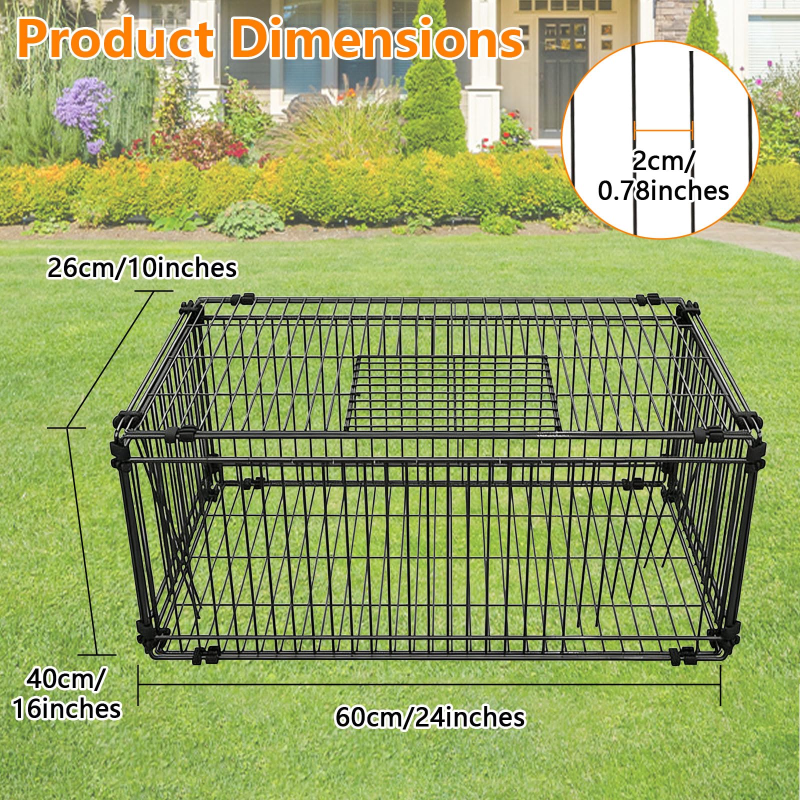 60x40x26 cm,Faltbarer Taubenkäfig mit Einweg-Eingang & Dachluke,Vierseitige Öffnungsstruktur– Robuster Taubenkäfig für Garten, Balkon & Hof – Zusammenklappbare Voliere