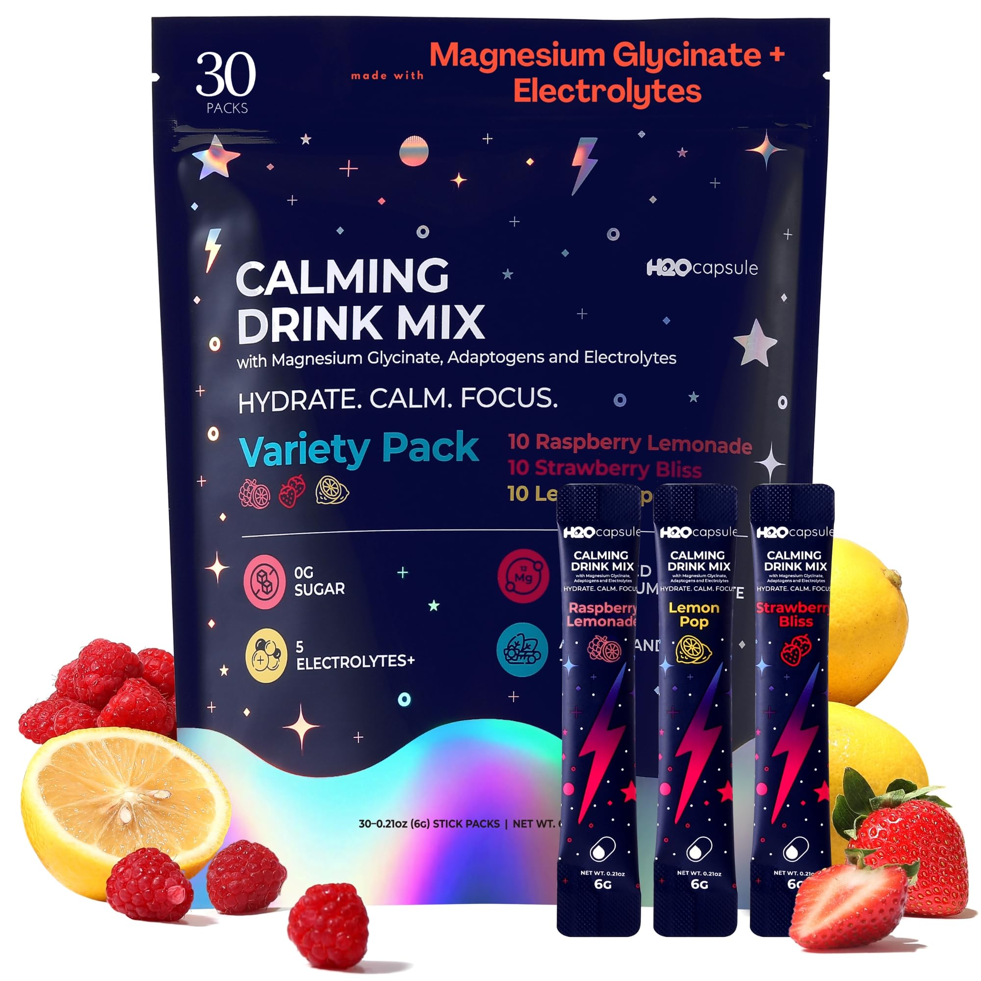 Calm Magnesium Glycinate Powdered Drink Mix with Electrolytes