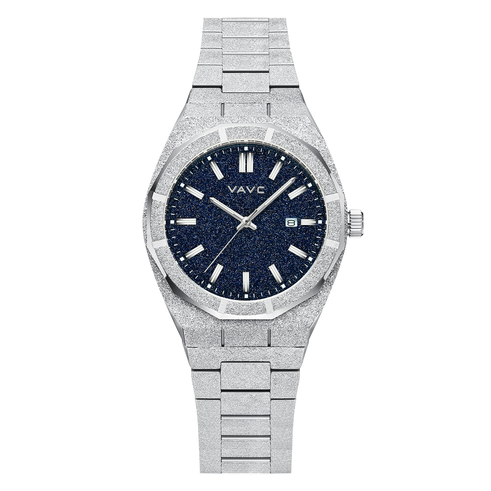 VAVC Women Luxury Watch,Couple Watch- Stylish Timepiece for Business, Gift, or Graduation -Analog Waterproof Wrist Watch for Men Women (Silver-Blue), Silver-Blue