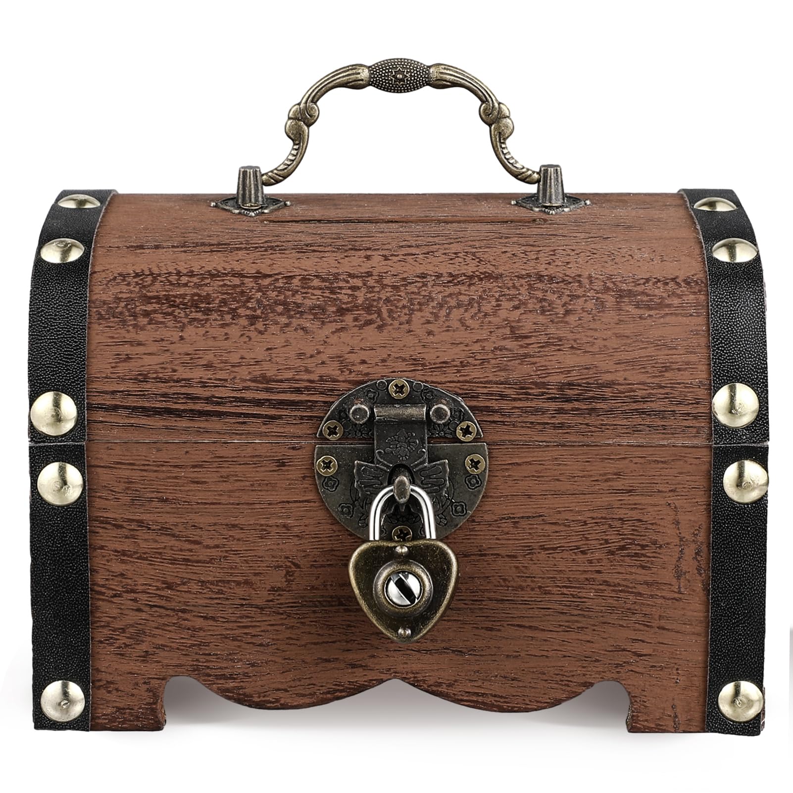 Tirelire vintage en bois avec serrure boîte sécurisée contre la perte