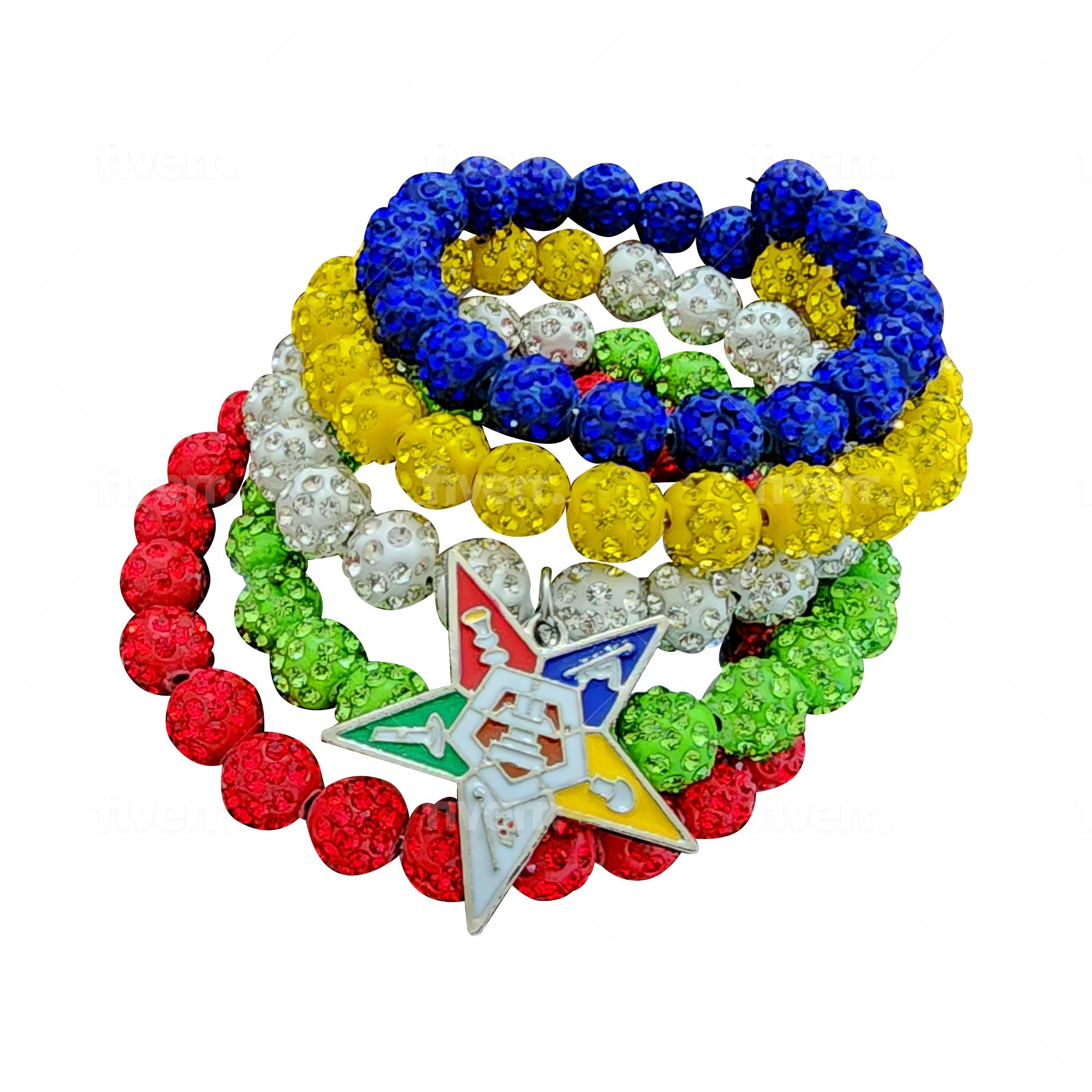 Generic Order of The Eastern Star OES Charm Bracelet for Women| Wrap Around Sparkling Silver Tone Bracelet Accessory