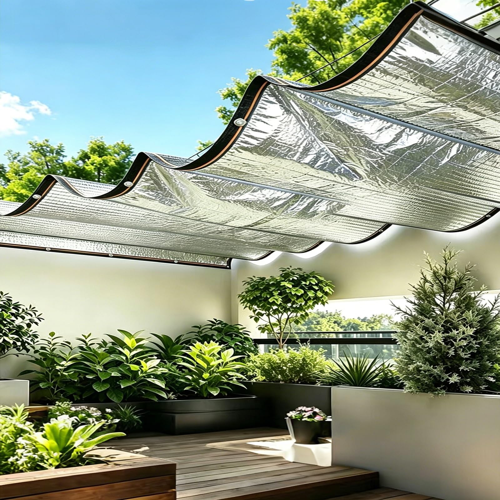 Filet d'ombrage aluminium 99% pour rafraîchir la terrasse ou le balcon