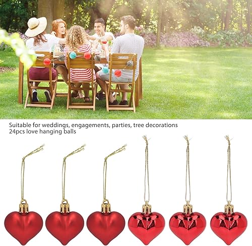 Miniatura 5 de Sorandy 24 adornos en forma de corazón para el día de San Valentín, adornos colgantes de corazón rojo para boda, aniversario, hogar, fiesta,