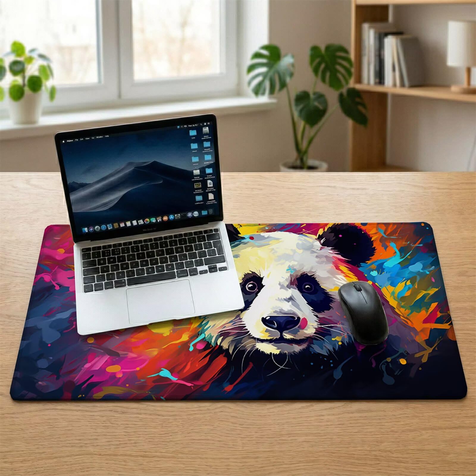 Tappetino Mouse XXL 1200 x 600 x 3 mm, Sottomano Scrivania, Colore Grande Tappeto da Tavolo con Base in Gomma Antiscivolo e Bordi Cuciti, per Ufficio/Computer/Gaming, Regalo (Panda Gigante) L-x649