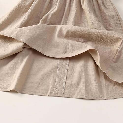 Goodplayer Toddler Girl Dress Kids Summer Short Sleeve Dresses Off Shoulder Ruffle Party Dress(Khaki,12-24 Months)