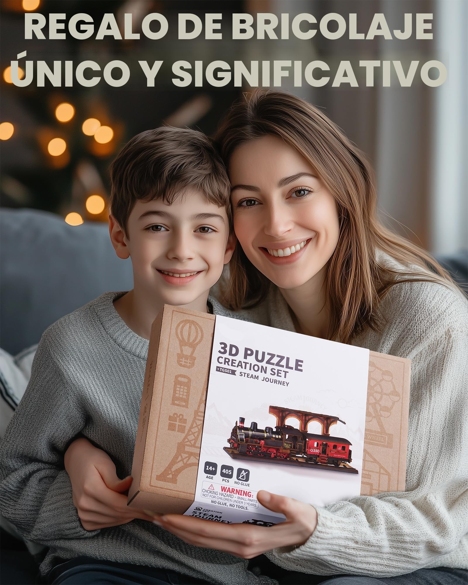 ROBOTIME Maquetas para Construir Tren de Vapor, Puzzle 3D Madera para Montar Manualidades, Regalos para Adultos y Niños