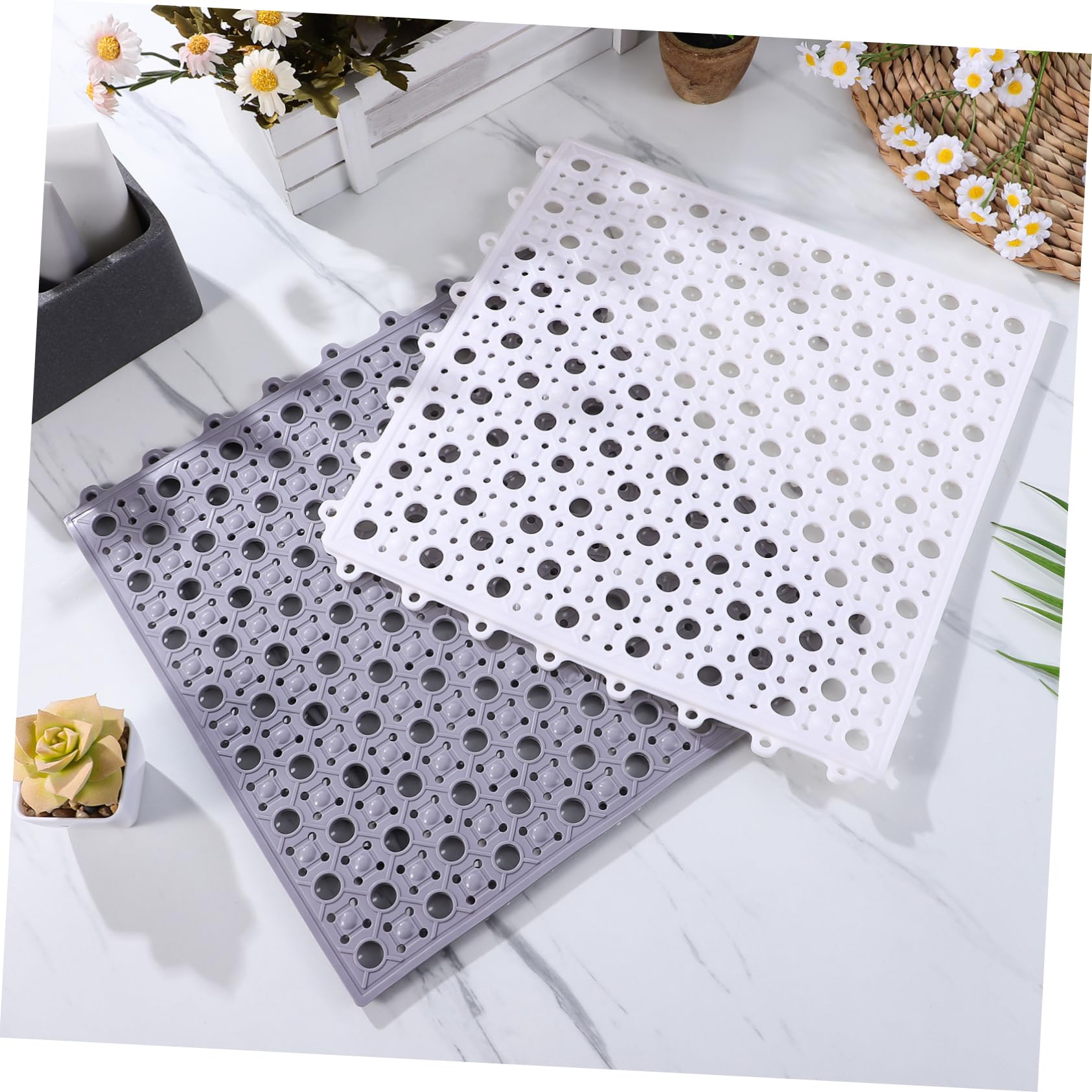 Cabilock 4piezas Alfombrillas De Ducha Antideslizantes Suaves para Suelo De Ducha Alfombrilla De Baño Lavable para