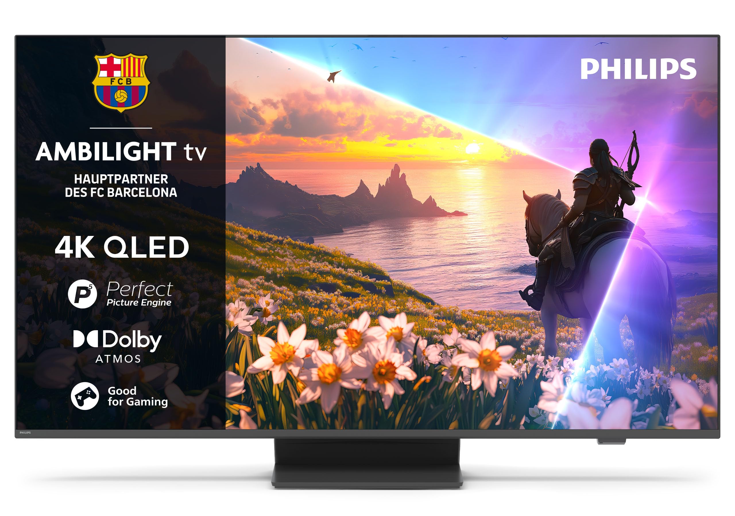 Philips Ambilight 65PUS8600 4K QLED Smart TV - 65 Zoll Display mit P5 Perfect Picture Engine Ultra HD, Titan OS, Dolby Vision und Dolby Atmos Sound