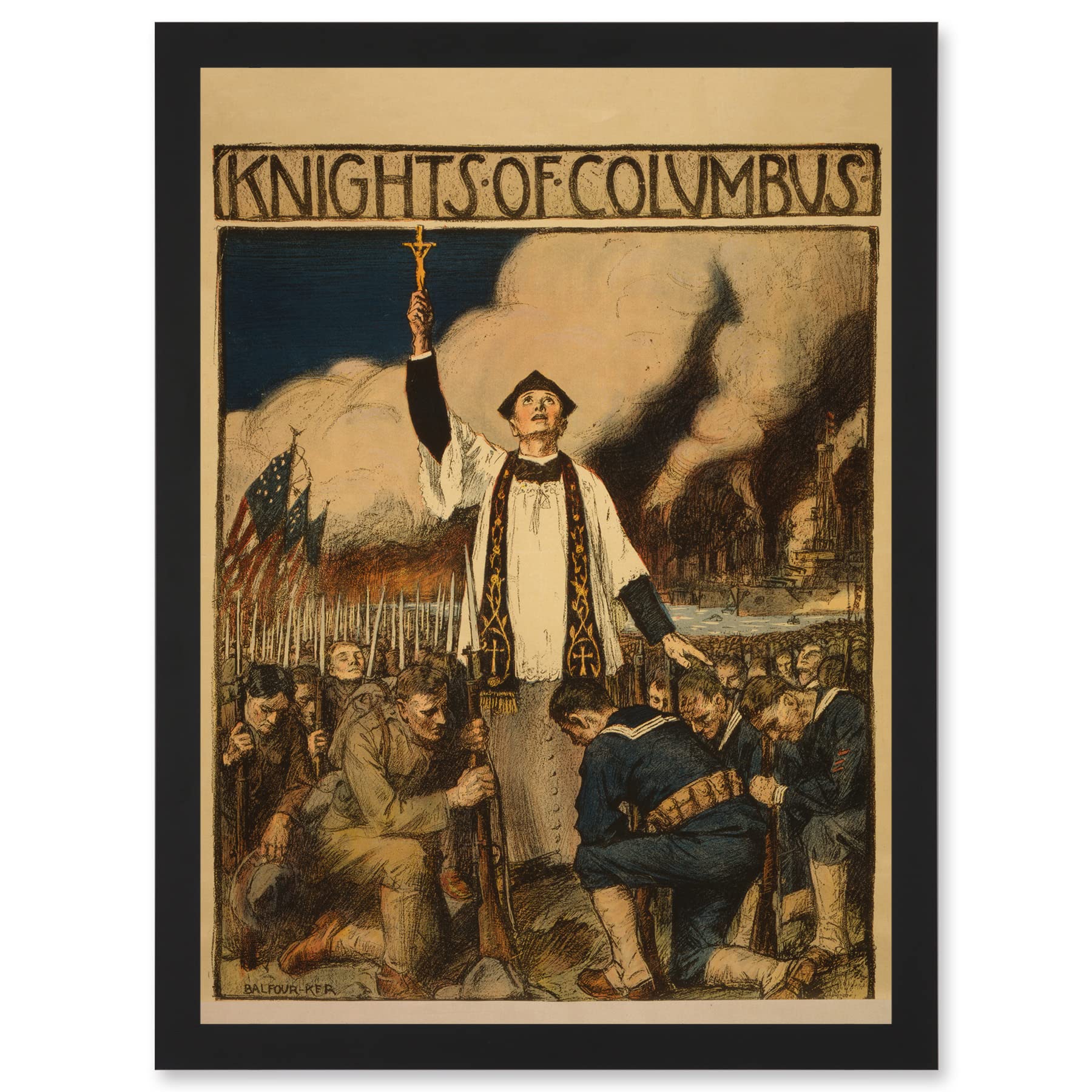 Wee Blue Coo World War Advert WW1 USA Knights Columbus Catholic Society Artwork Framed Wall Art Print A4