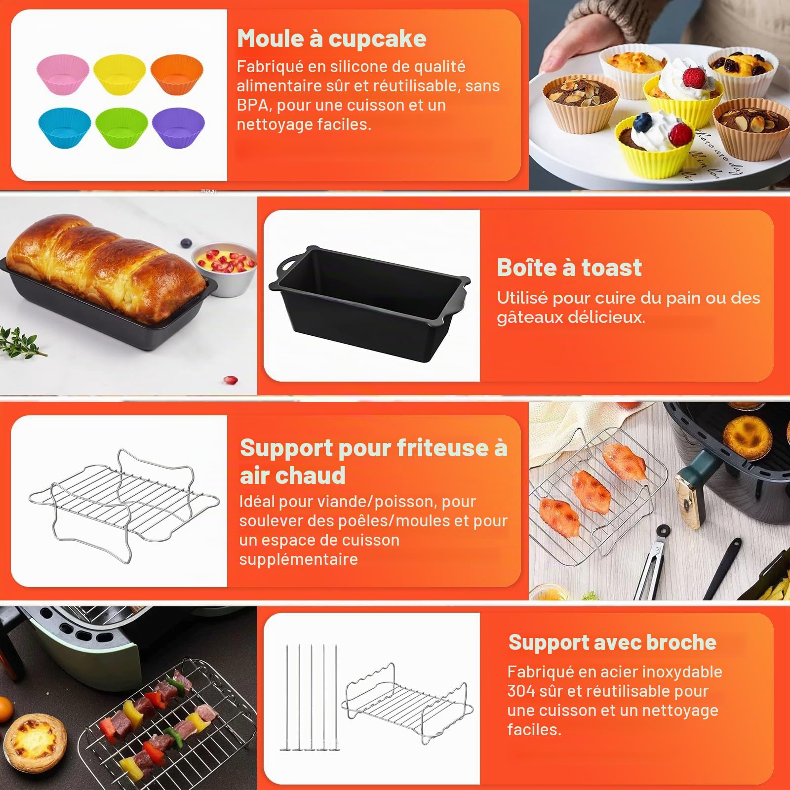 Moule Silicone Air Fryer pour COSORI Foodi Flex 10L Twinfry - 17Pièces Air Fryer Accessoires - 1x10L + 2x5L Silicone Réutilisable Plat, Grille Racks, Accessoires pour Cuisine