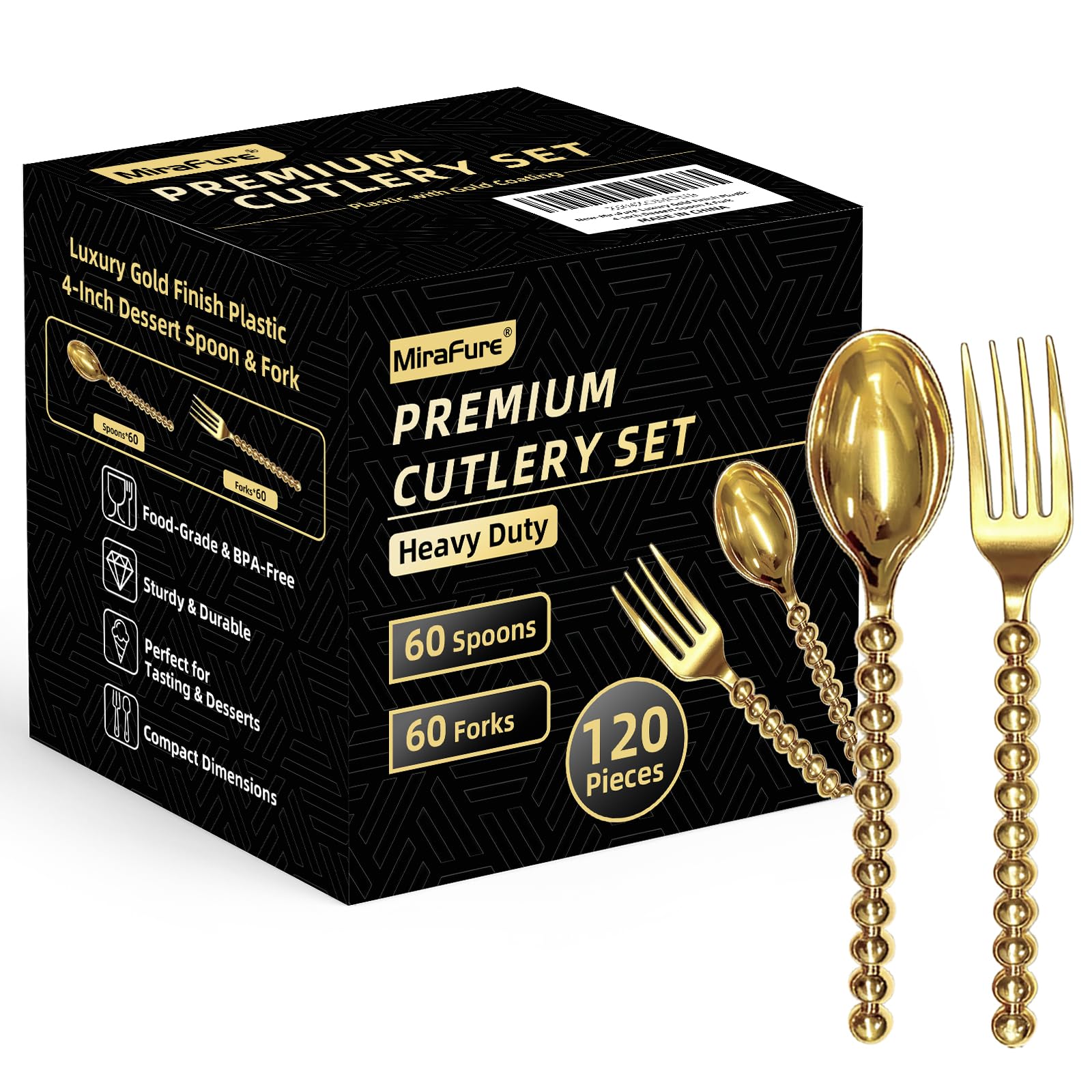 Premium Gold Mini Dessert Forks - 120-Piece with Beaded Handle, 4.4 Inch — Amazon image 11