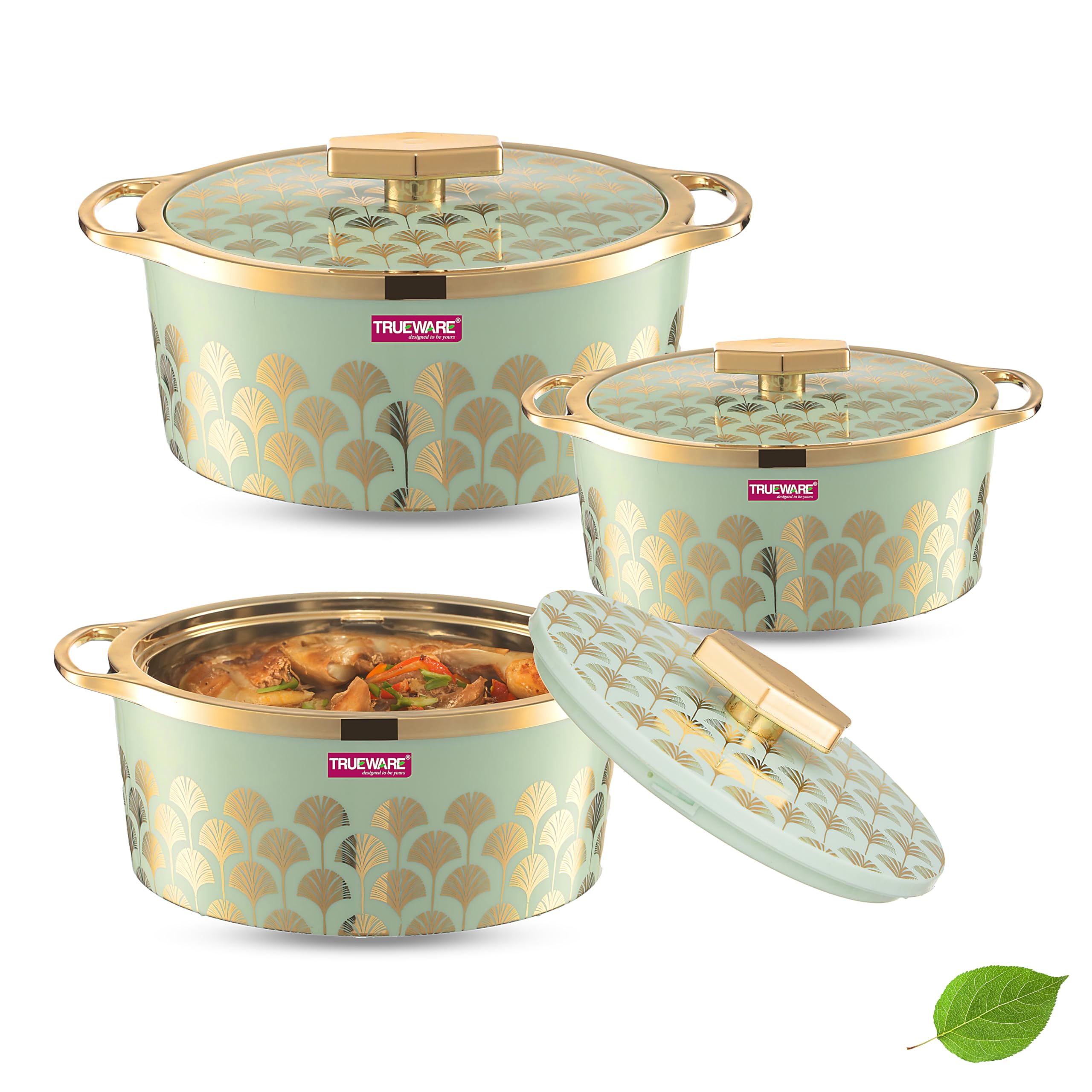 Trueware Floraa Fine Inner Steel Casserole Set of 3, 750,1000 & 1500 ml Green | PU Insulated | BPA Free | Odour Proof | Food Grade | Ideal for Chapatti | Roti | Curd Maker | Thermoware | Hot Pot (B0CHYDBVWF) Amazon Price History, Amazon Price Tracker
