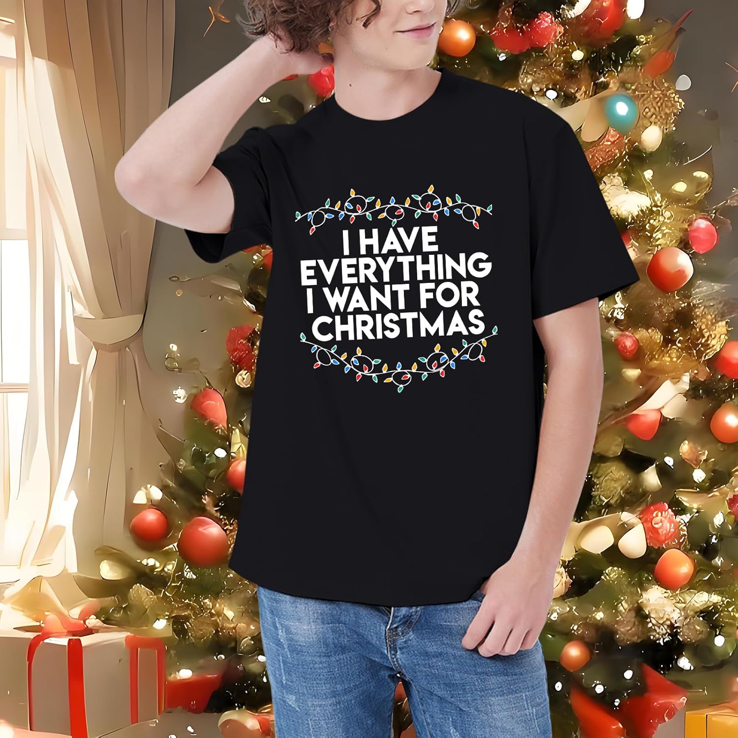 Christmas Couples His and Her Shirt Funny Graphic Holiday Shirt Christmas T-Shirt Casual Short Sleeve Tee Tops - Image 3