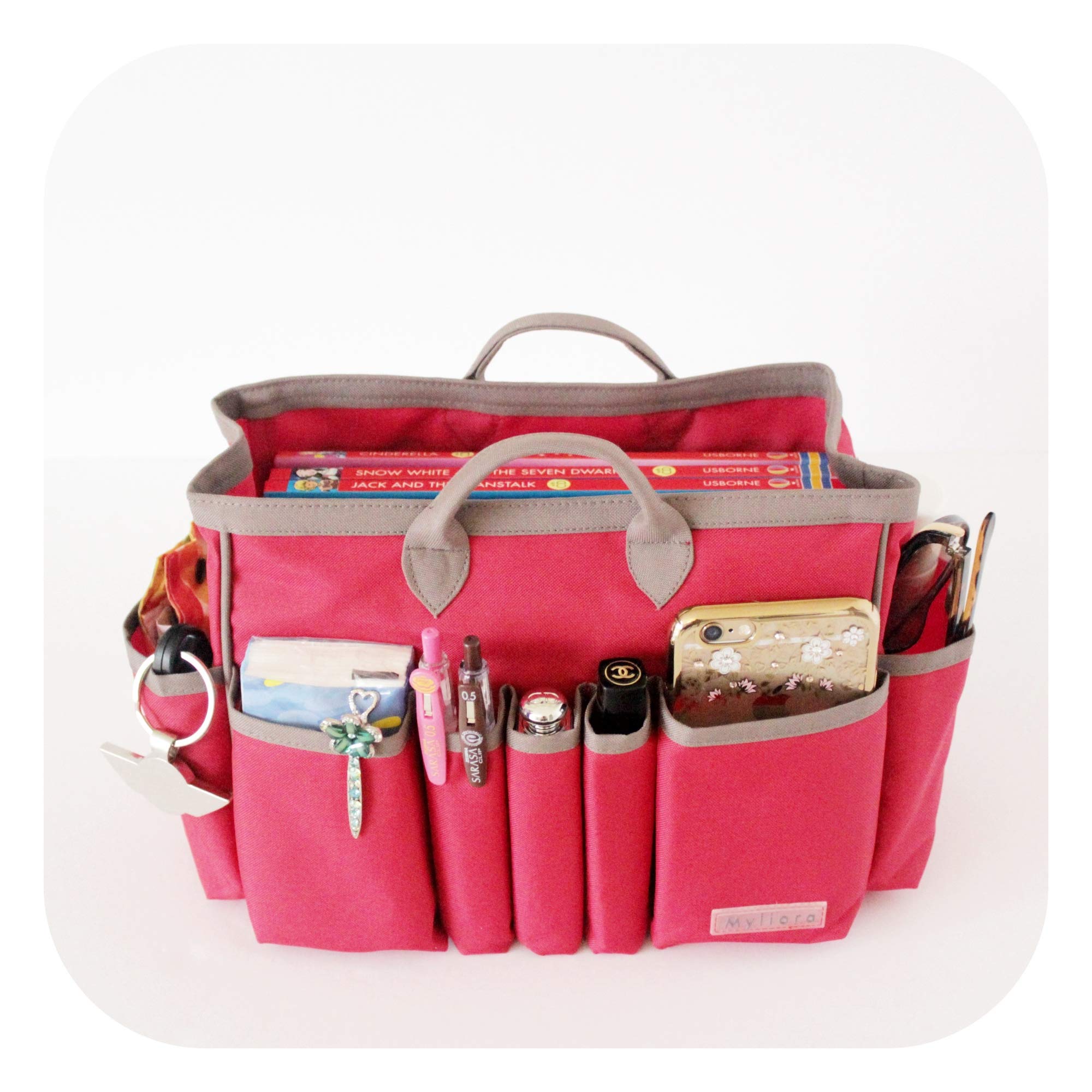 Premium Bag Organizer Organizzatore da borsa, 13 Compartments, Lightweight, XXL 28 x 22.5 x 17 cm, Beige