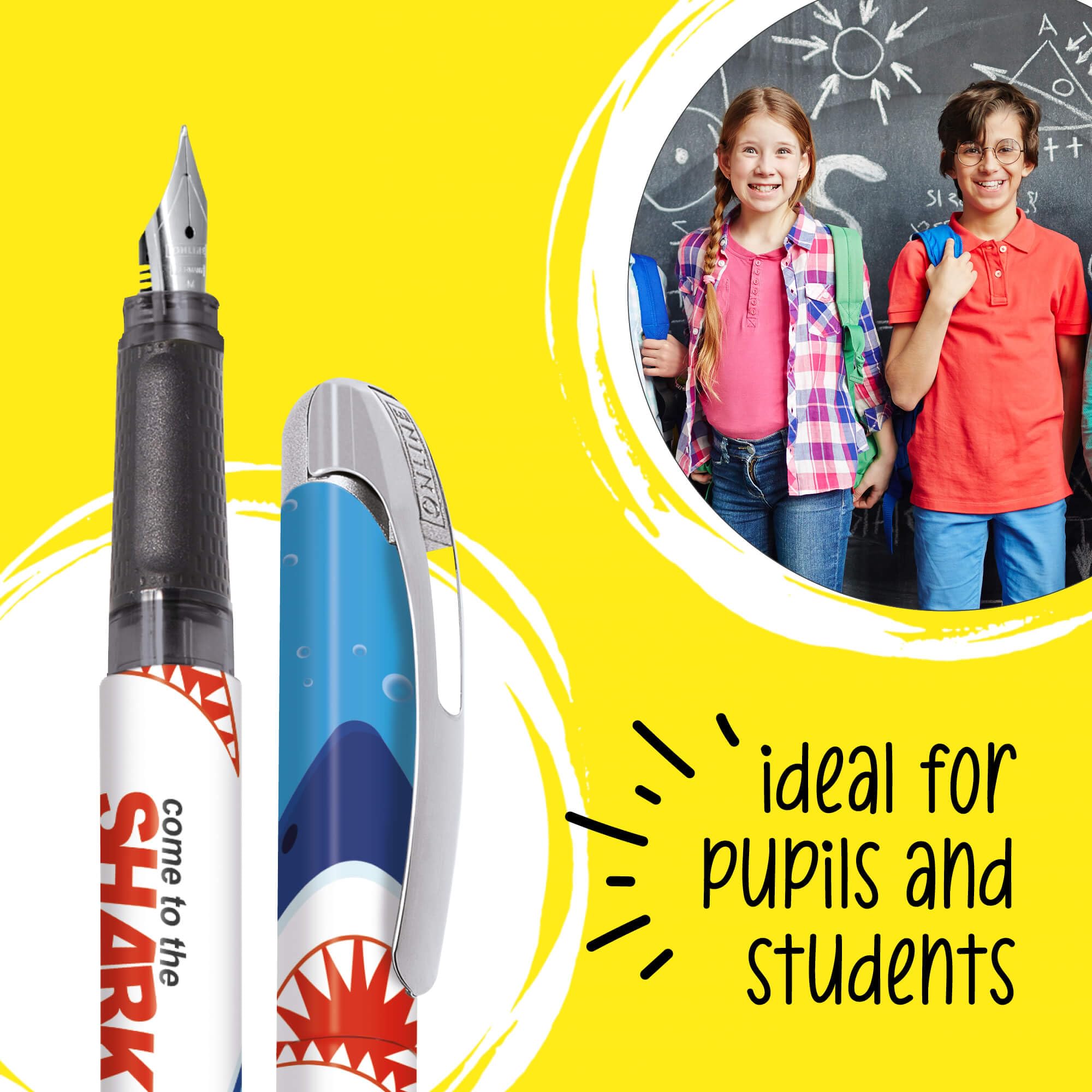 Online College ink pen Shark, ergonomic fountain pen for school/college, medium nib, soft grip part - Image 4