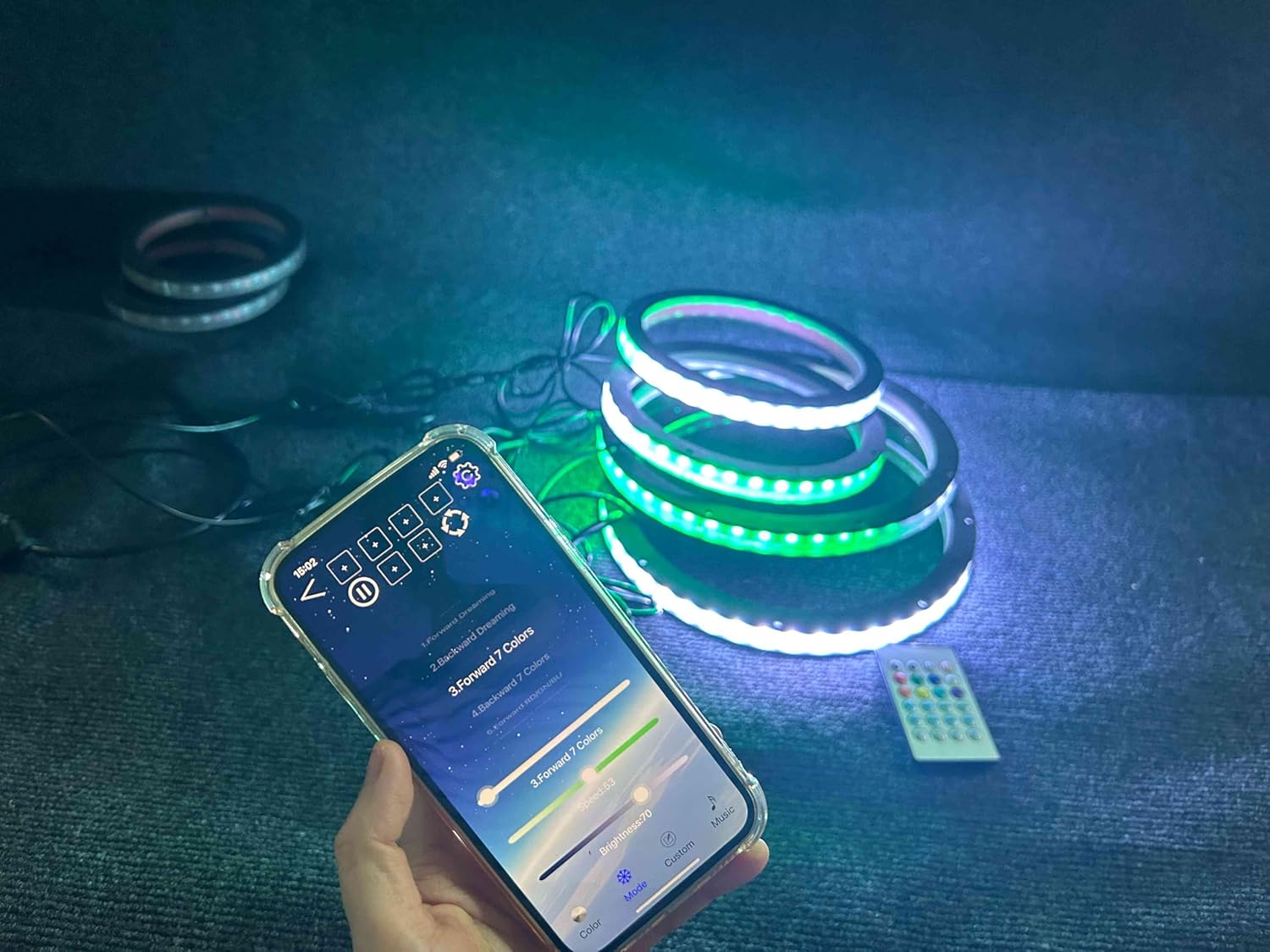 4PCS 6.5" RGB Dream Color Chasing Symphony LEDs Addressable Speaker Rings Lights with Wireless RF Remote Bluetooth App Control Coaxial Speaker Lights Slingshot