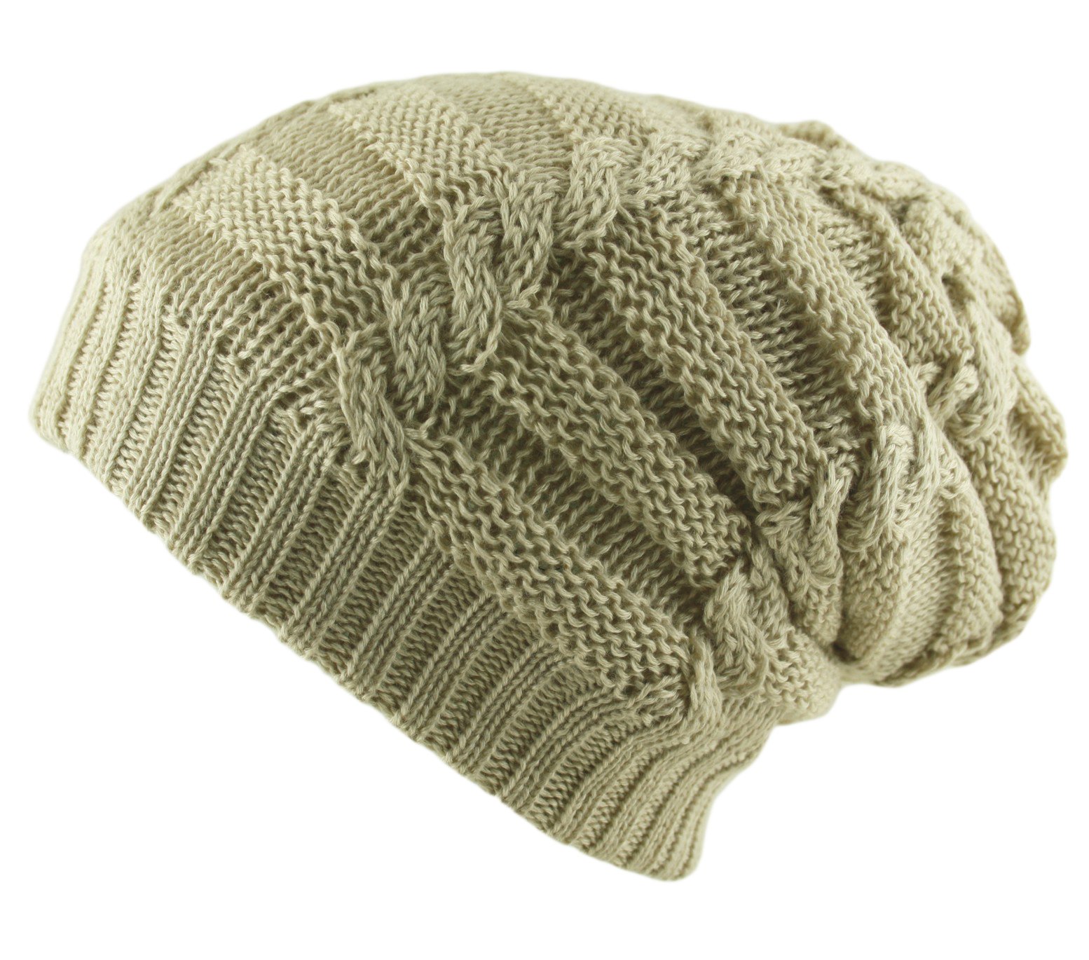 Itzu Unisex Beanie Snood Knit Neck Scarf Face Warmer in Plain Stone