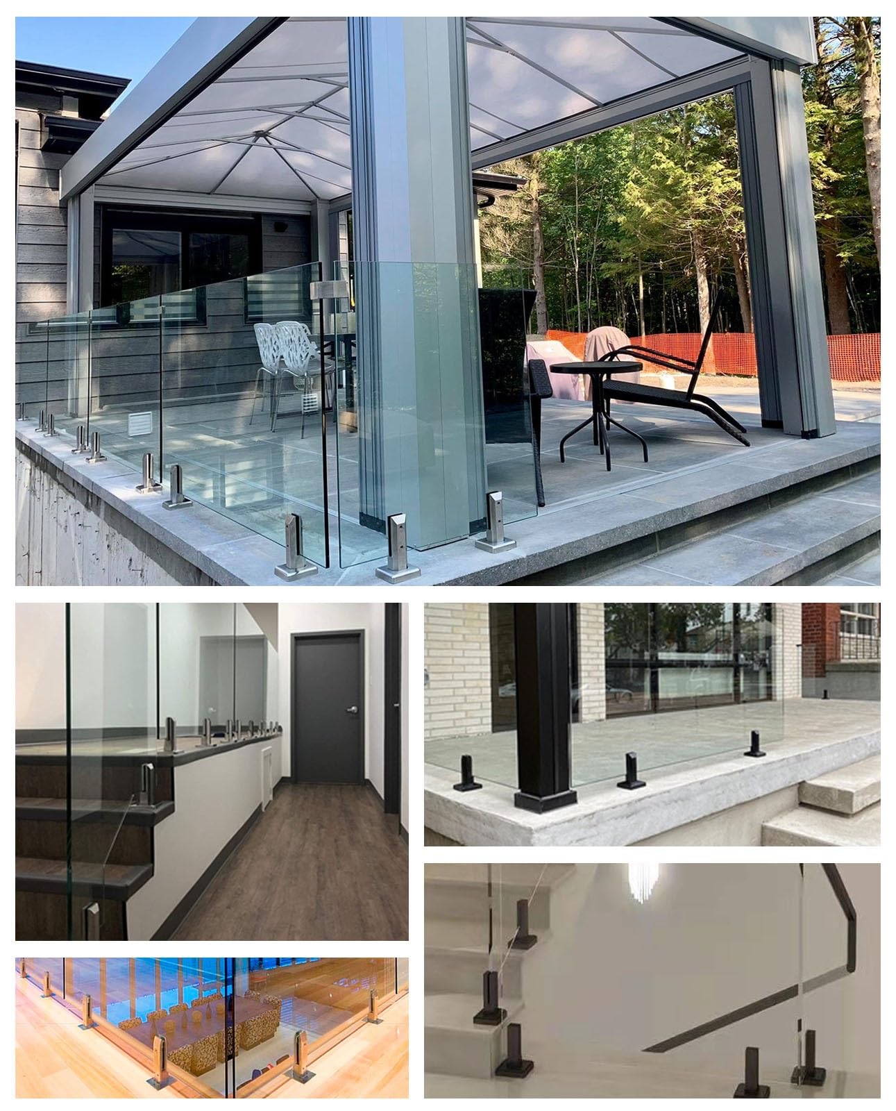 Abrazaderas de vidrio para barandilla de balcón, soportes de espiga de placa de vidrio templado, construcción de acero inoxidable para una instalación segura