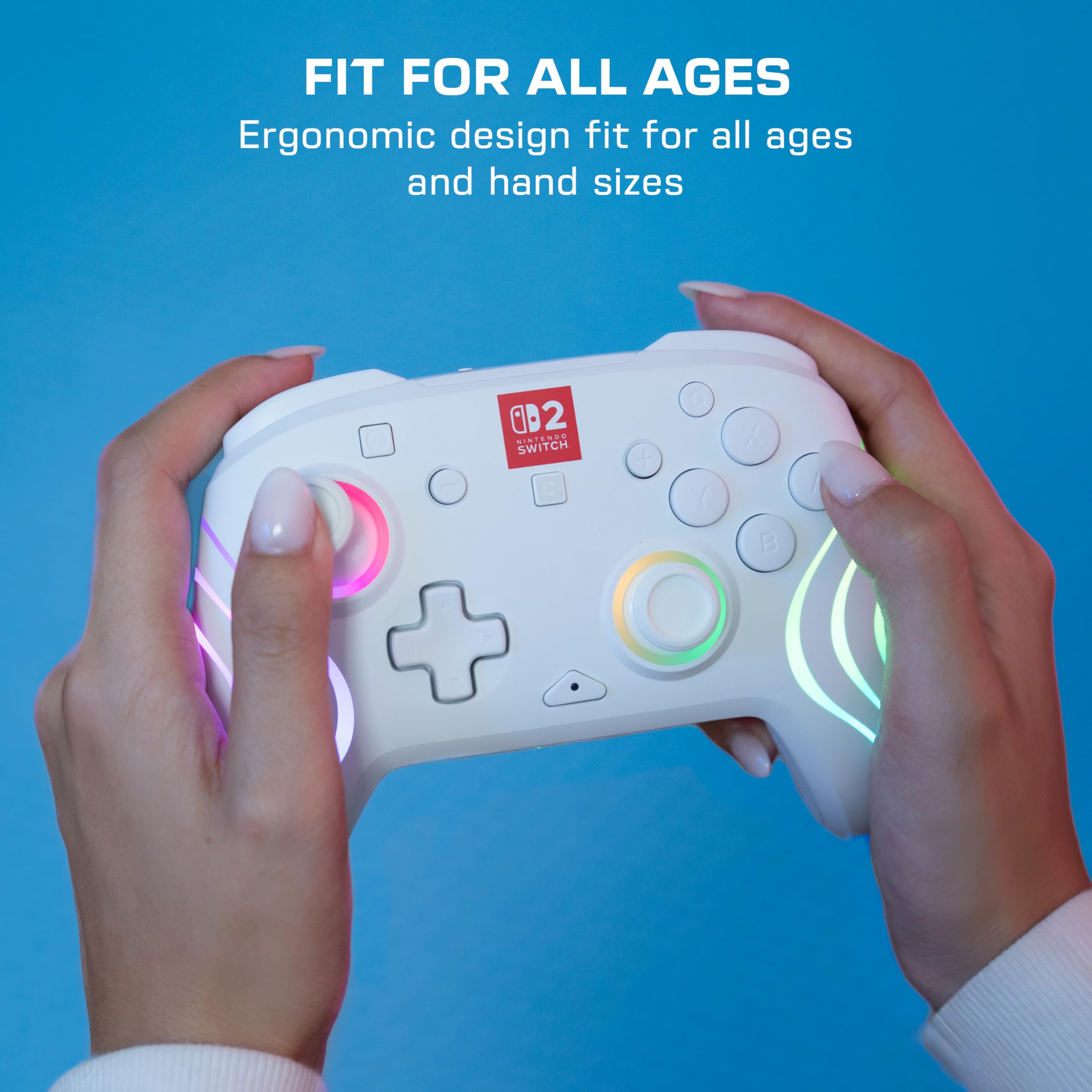 Turtle Beach Afterglow Bianco Controller da gaming RGB wireless con licenza ufficiale per Nintendo Switch 2