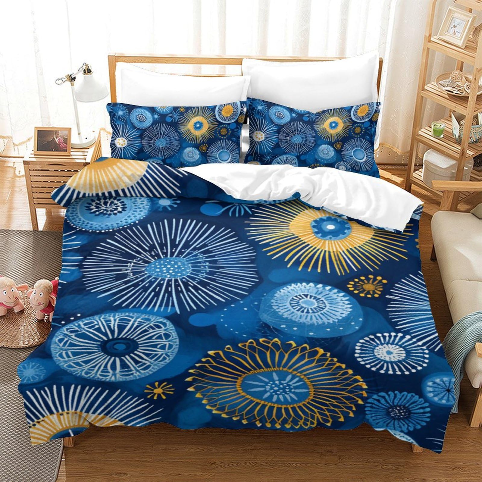 Housse de couette Feux d'artifice 3D 140x200cm pour lit simple