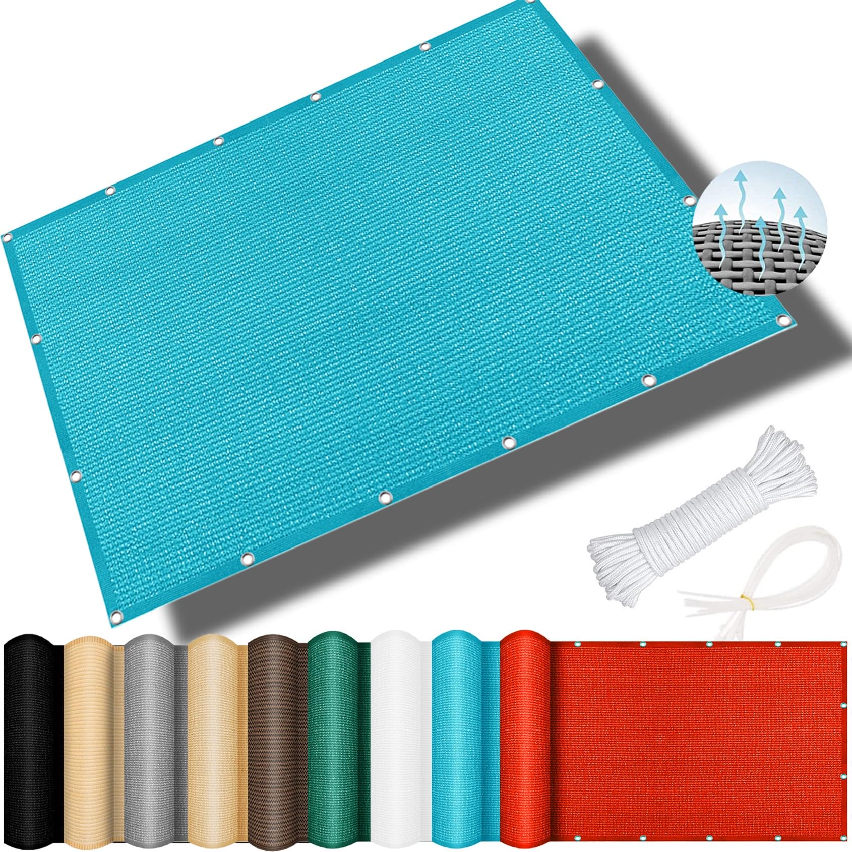 Filet d'ombrage protection UV 98 % bleu clair pour brise-vue extérieur