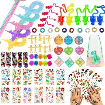 JUAUO Fidget Toys Set for Children Stress Anxiety Relief Toy for Children and Adults Anxiety Relief Finger Toys Anti Stress Autism and ADHD Birthday Party Class Rewards Pack of 80