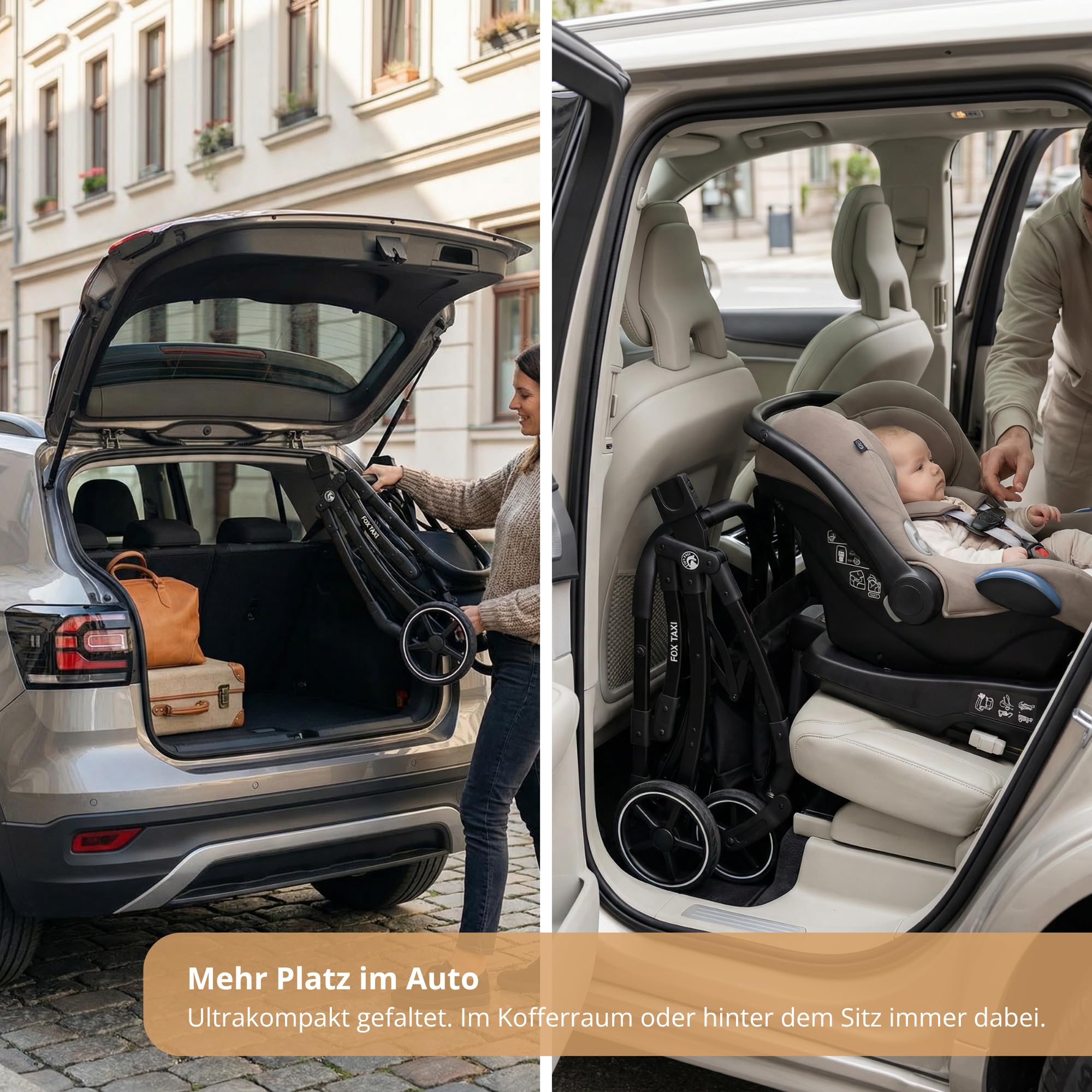 Fox Baby Kinderwagen-Gestell „Fox Taxi“ – leichtes, klappbares Universal-Gestell für Babyschale und Babywanne, kompatibel mit vielen Modellen, rückenschonend für kurze Wege und Reisen