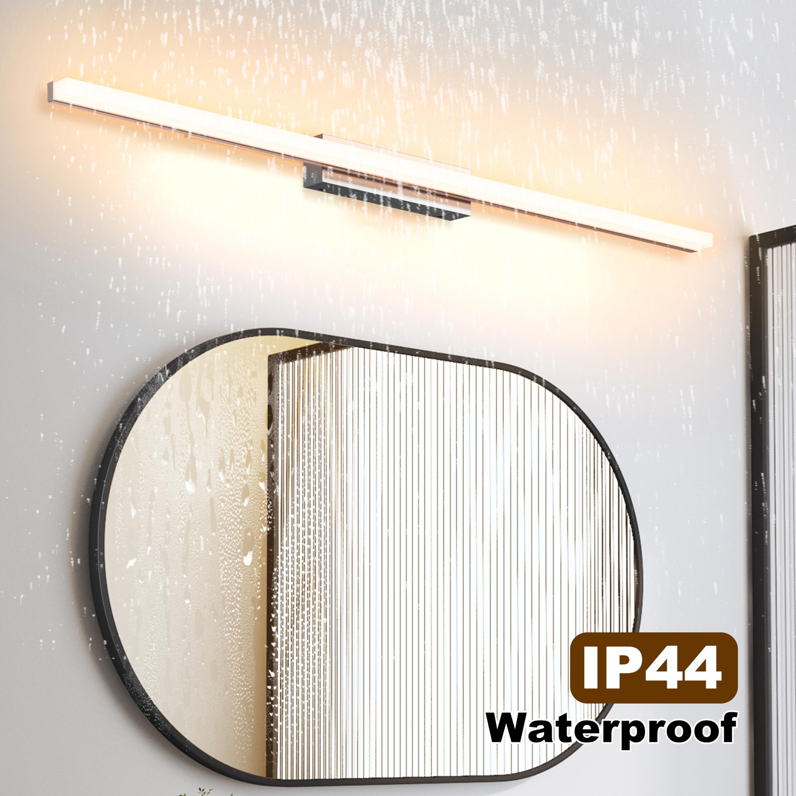 LED Spiegelleuchte Bad IP44 3000K/4000K/6000K 60CM 10W Spiegellampe | Edelstahlsockel, Acrylschirm, Flimmerfrei, CRI>85, Energieeffizient, Modernes Design für Badezimmer, Waschtisch, Schrank