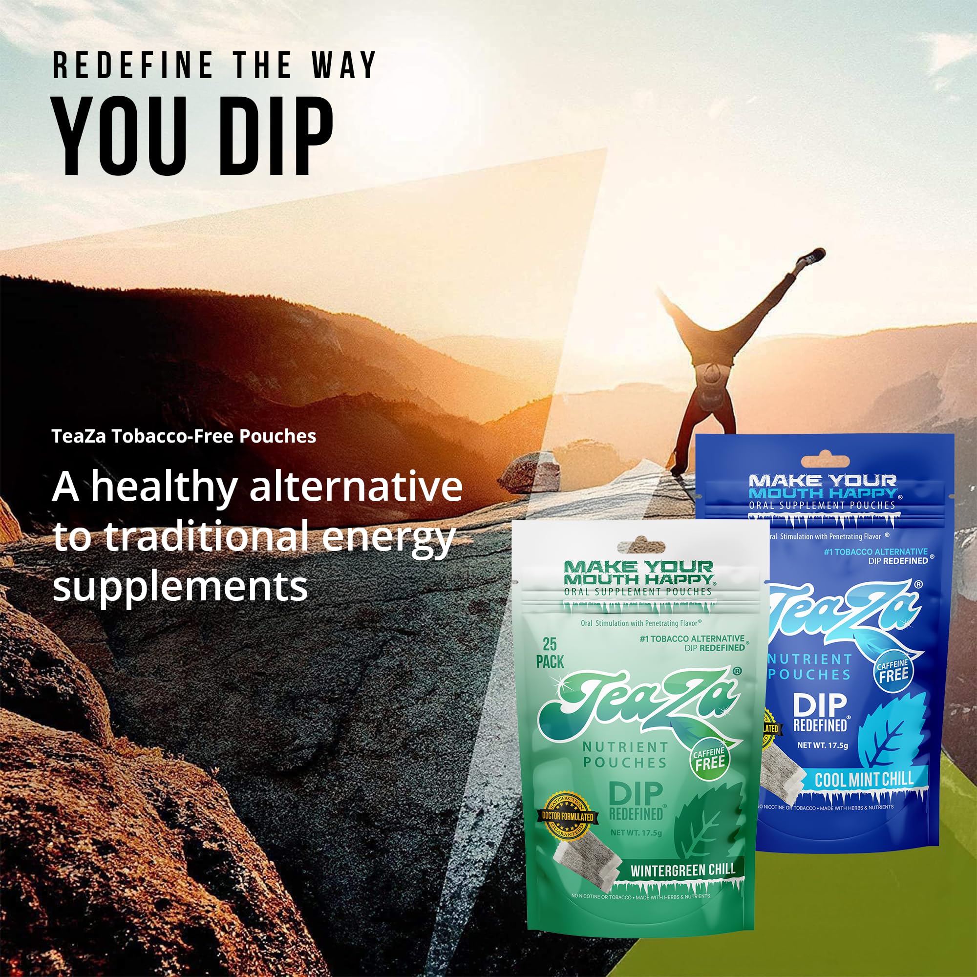 Amazon.com : TeaZa Energy Pouches, Nicotine Free, Alternative