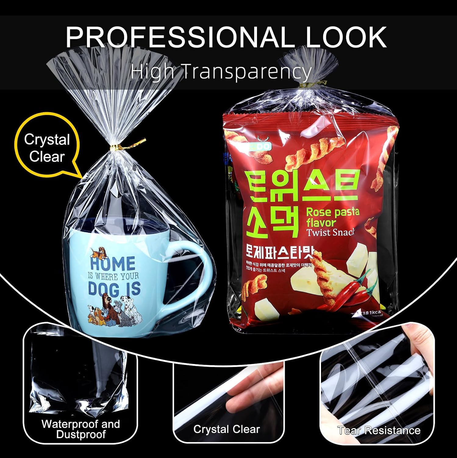 Clear Bottom Gusset Bags 50Pcs 8X12 Cellophane Plastic Gift Bag image 3