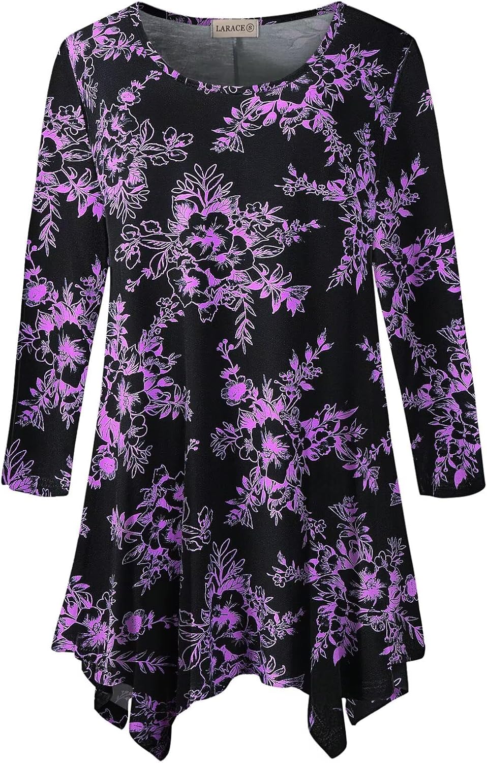 LARACE Plus Size Tops for Women 3/4 Sleeve Shirts Tunic Tops Loose Fit Basic Lady Clothes